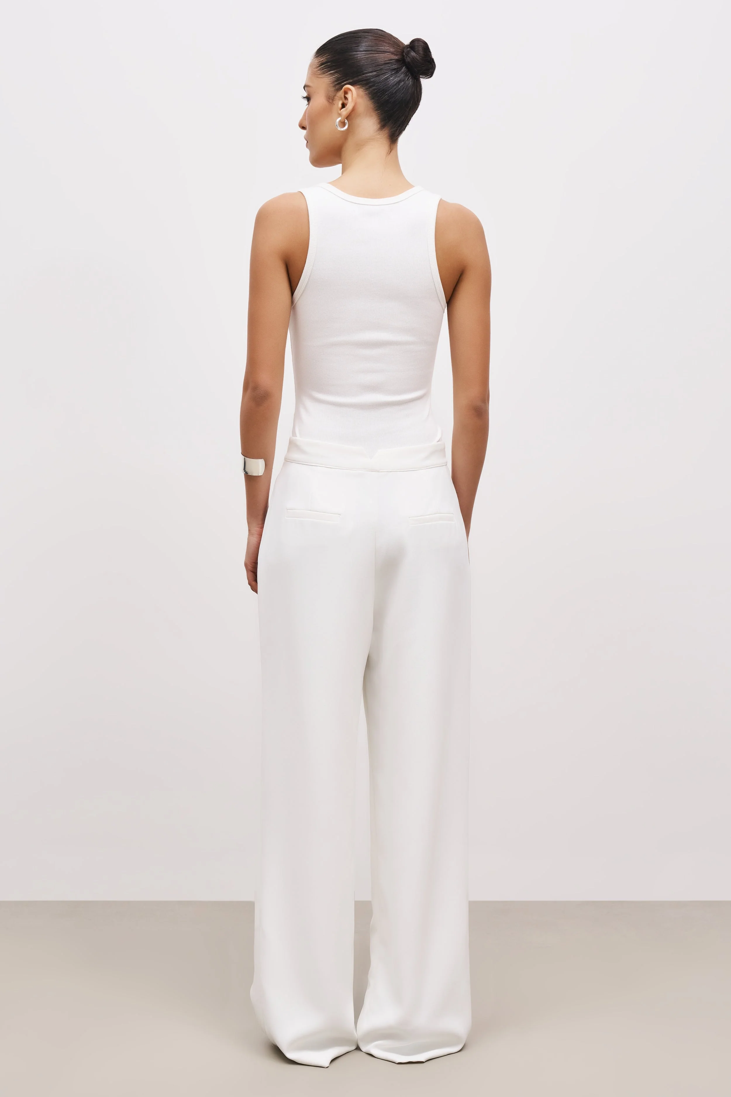 Ribbed Scoop Neck Vest - Ivory - Image 2