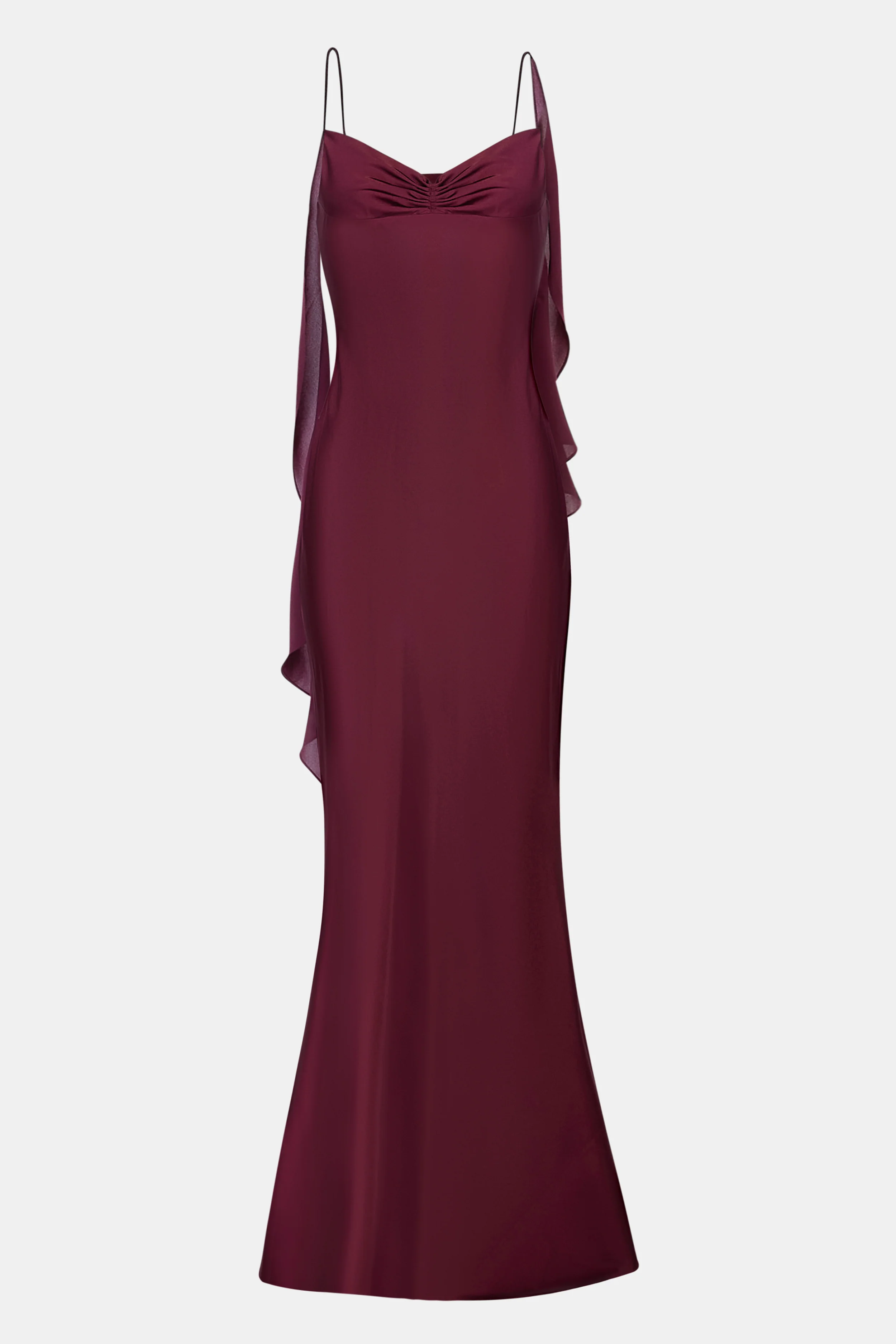 Ruched Bust Satin Slip Dress - Mulberry - Image 10