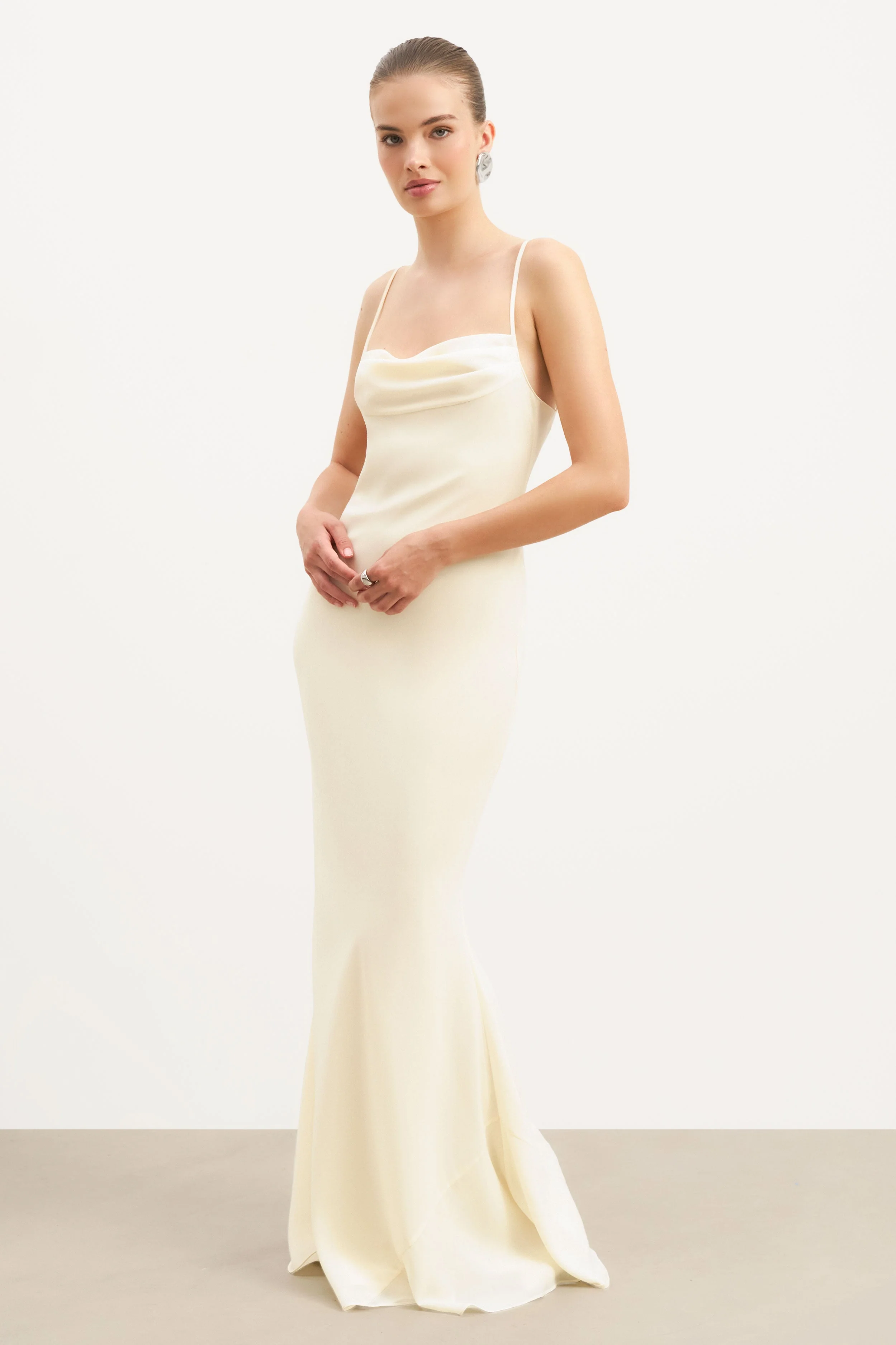 Ruched Chiffon Maxi Dress - Buttermilk - Image 5