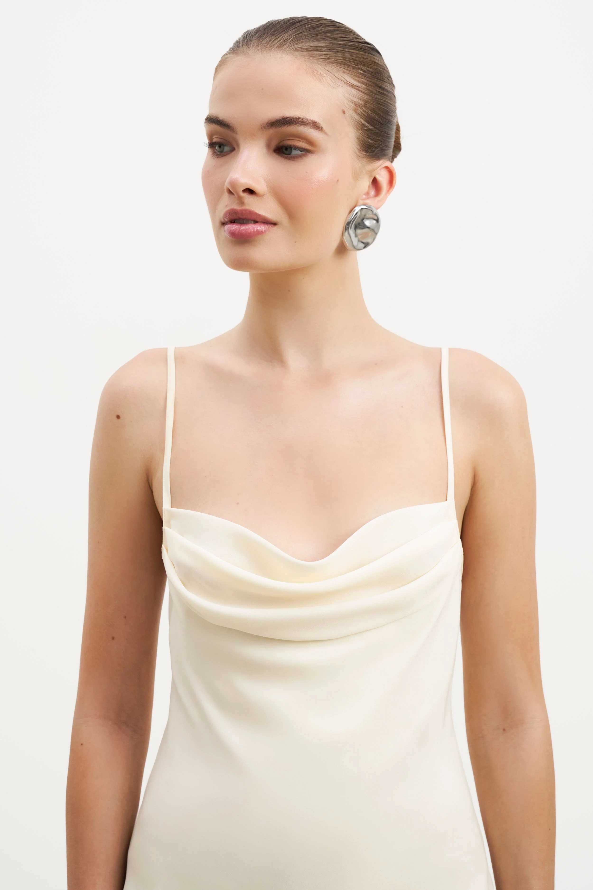Ruched Chiffon Maxi Dress - Buttermilk - Image 6