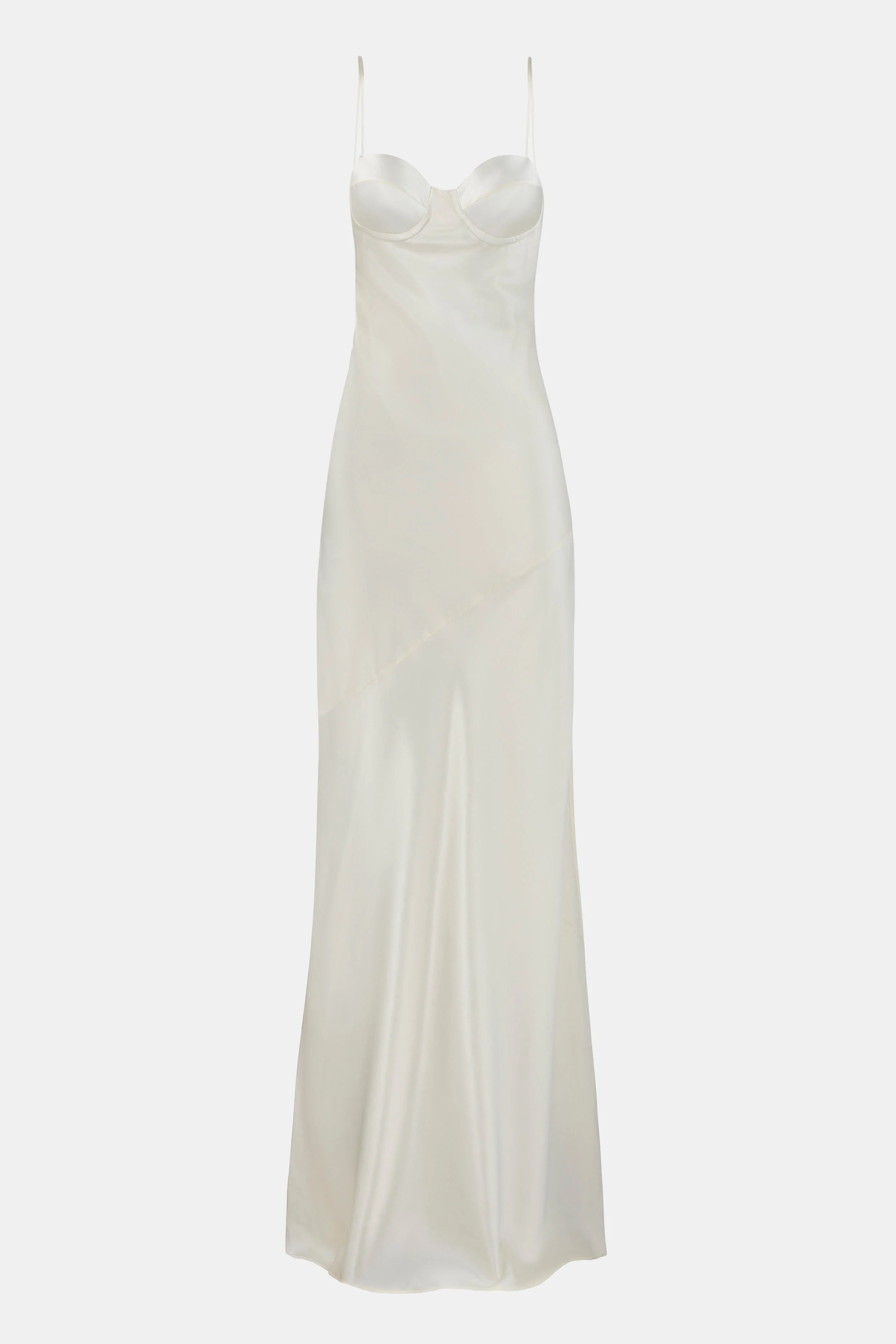 Satin Cup Detail Slip Dress - Cream - Image 10