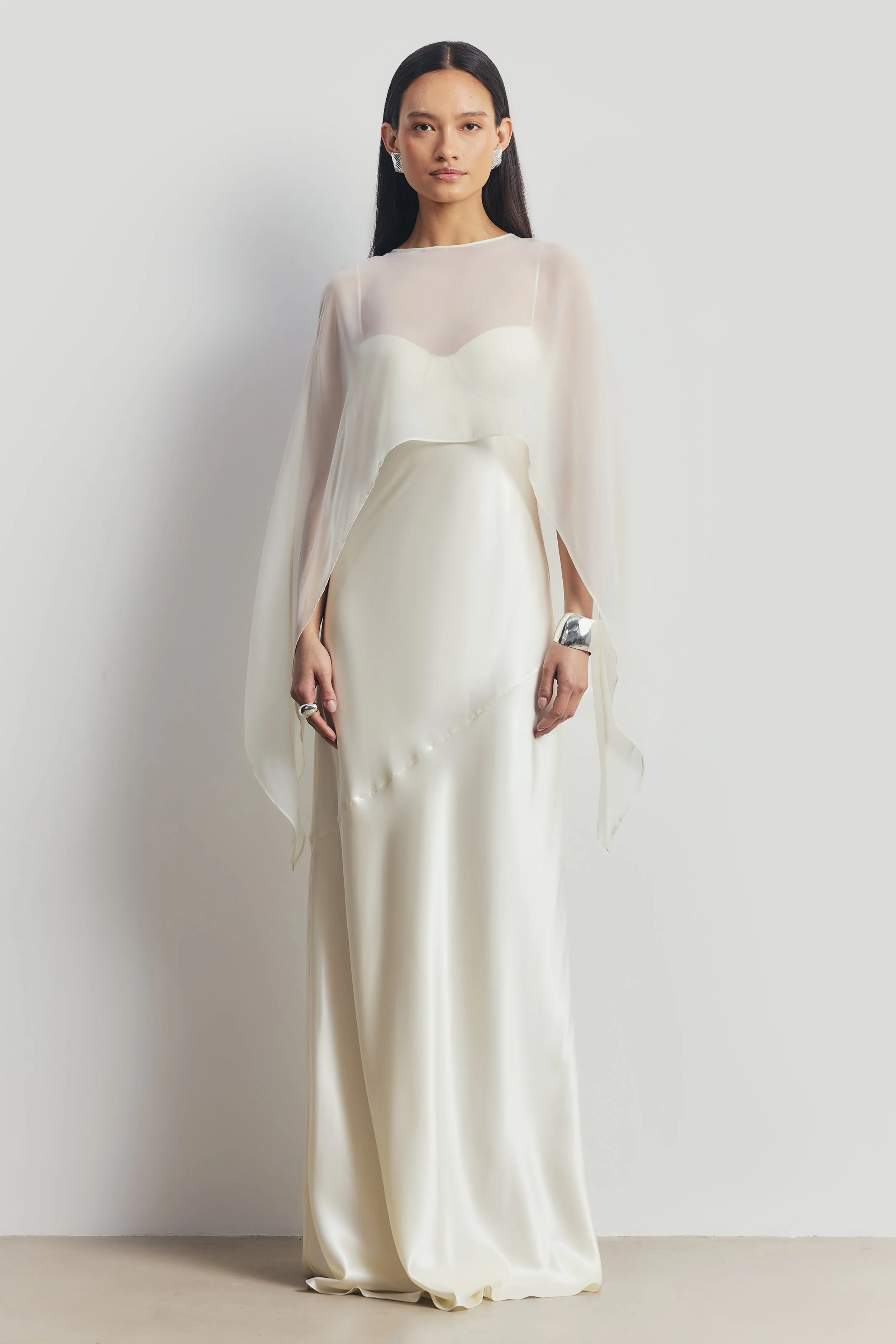 Satin Cup Detail Slip Dress - Cream - Image 9