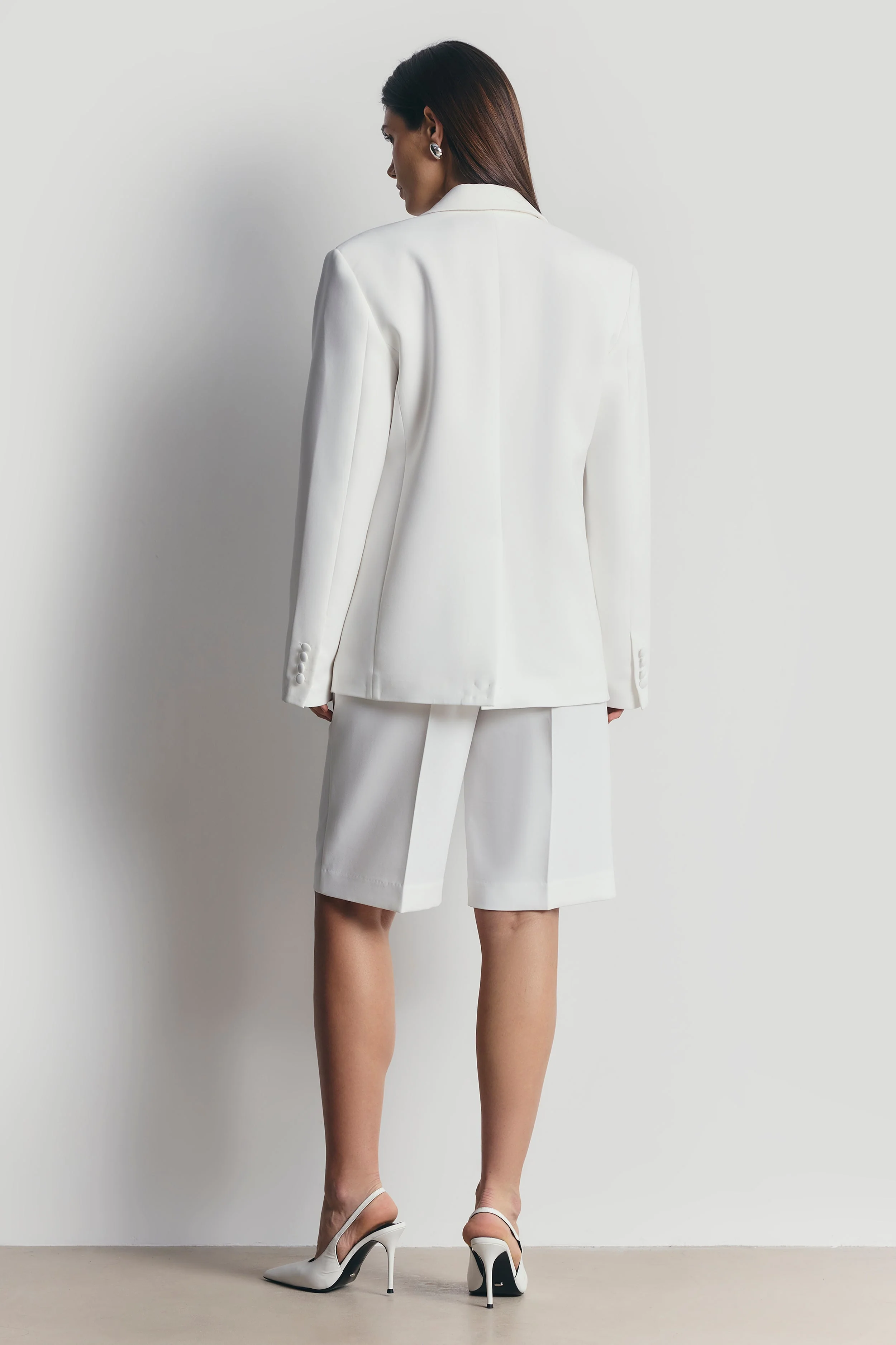 Satin Detail Single Breasted Blazer - White - Image 7