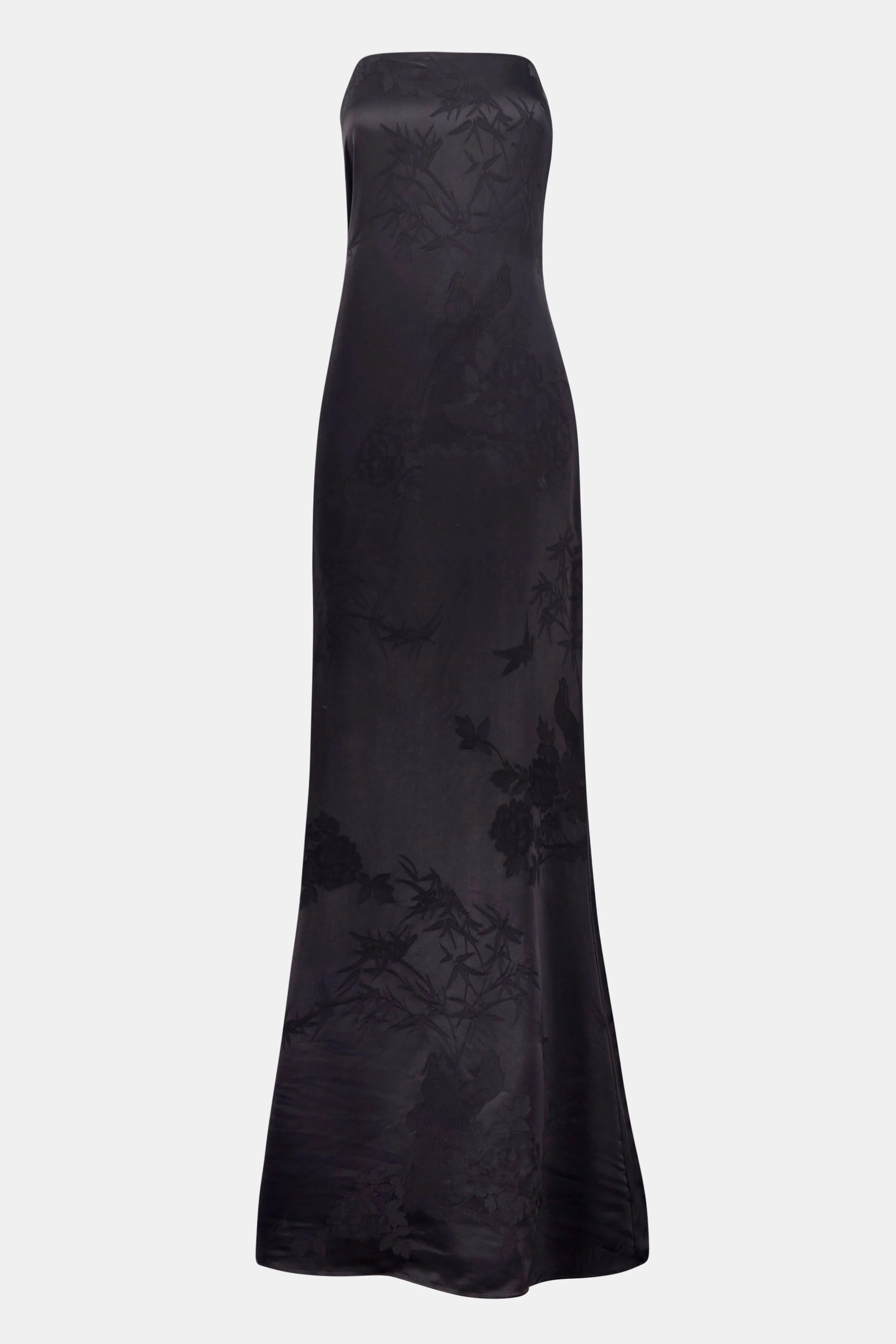 Satin Jacquard Strapless Maxi Dress - Black - Image 10