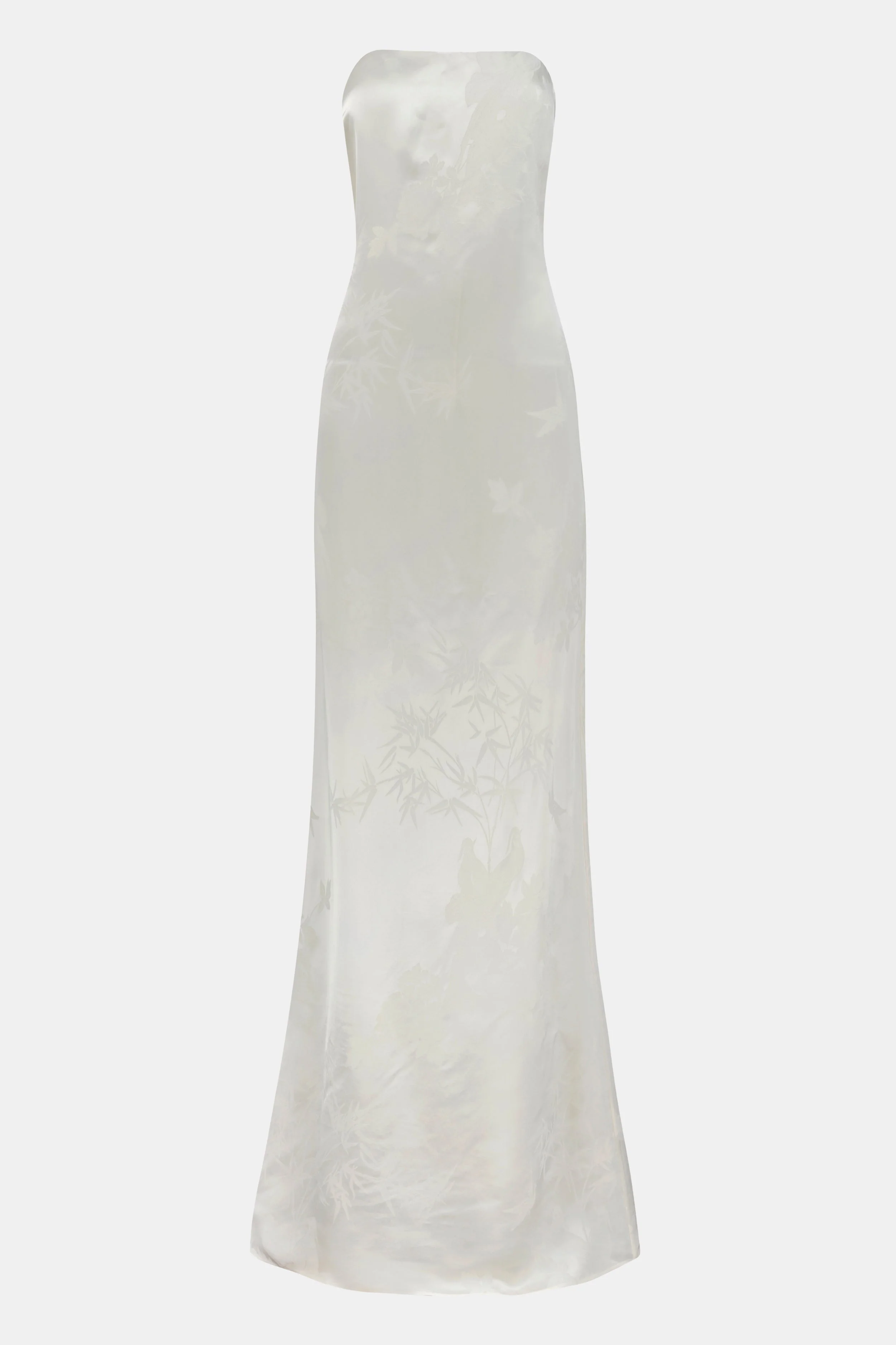 Satin Jacquard Strapless Maxi Dress - Cream - Image 9