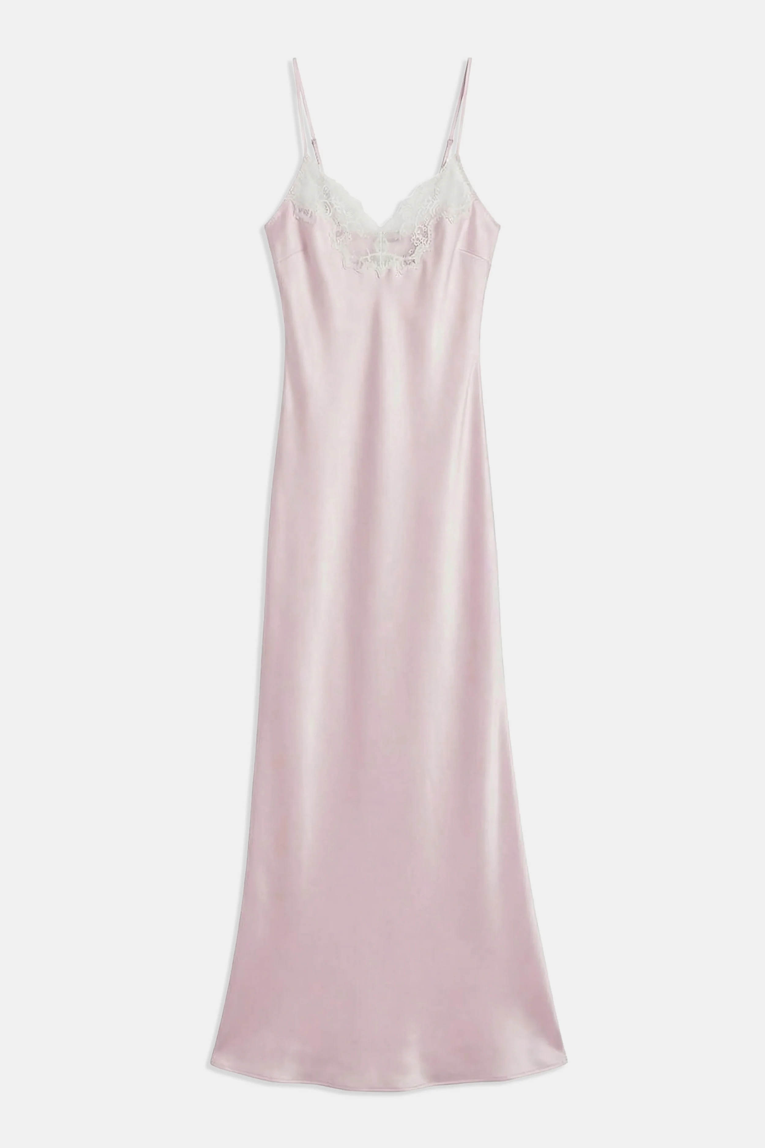 Satin Lace Detail Camisole Maxi Dress - Blush/White - Image 7