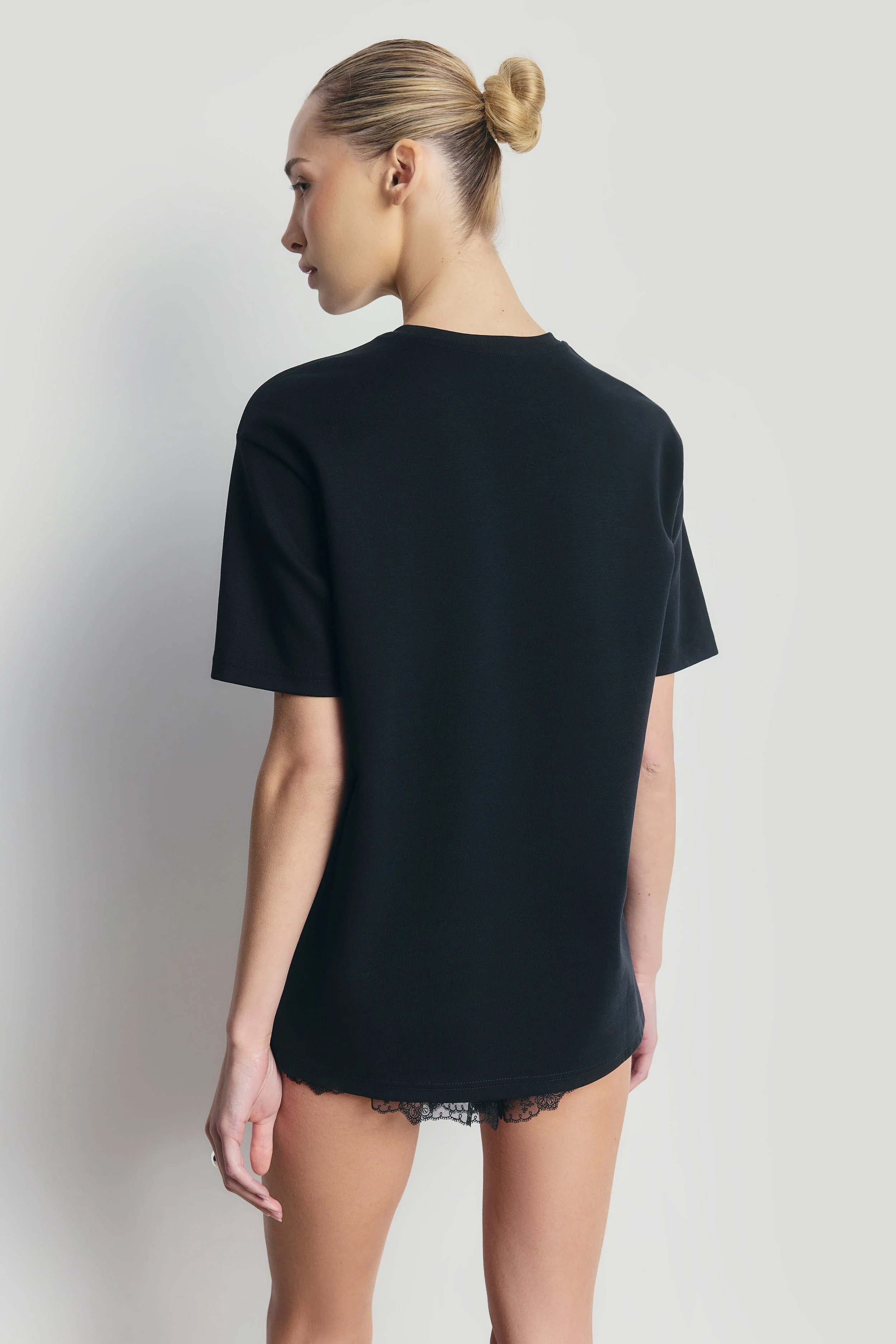 Satin Lace Detail Shorts - Black - Image 5