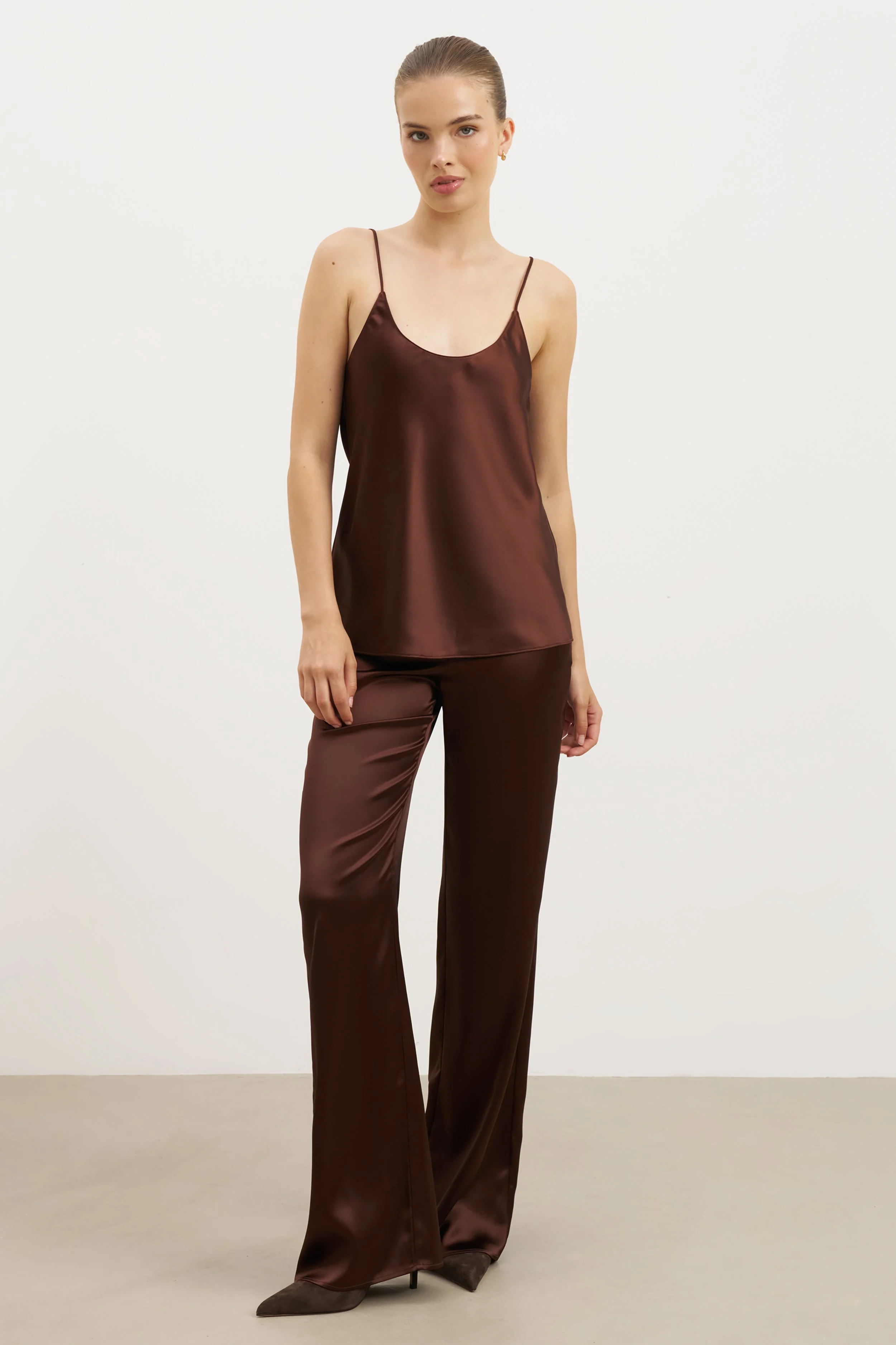 Satin Scoop Neck Camisole - Carob - Image 5