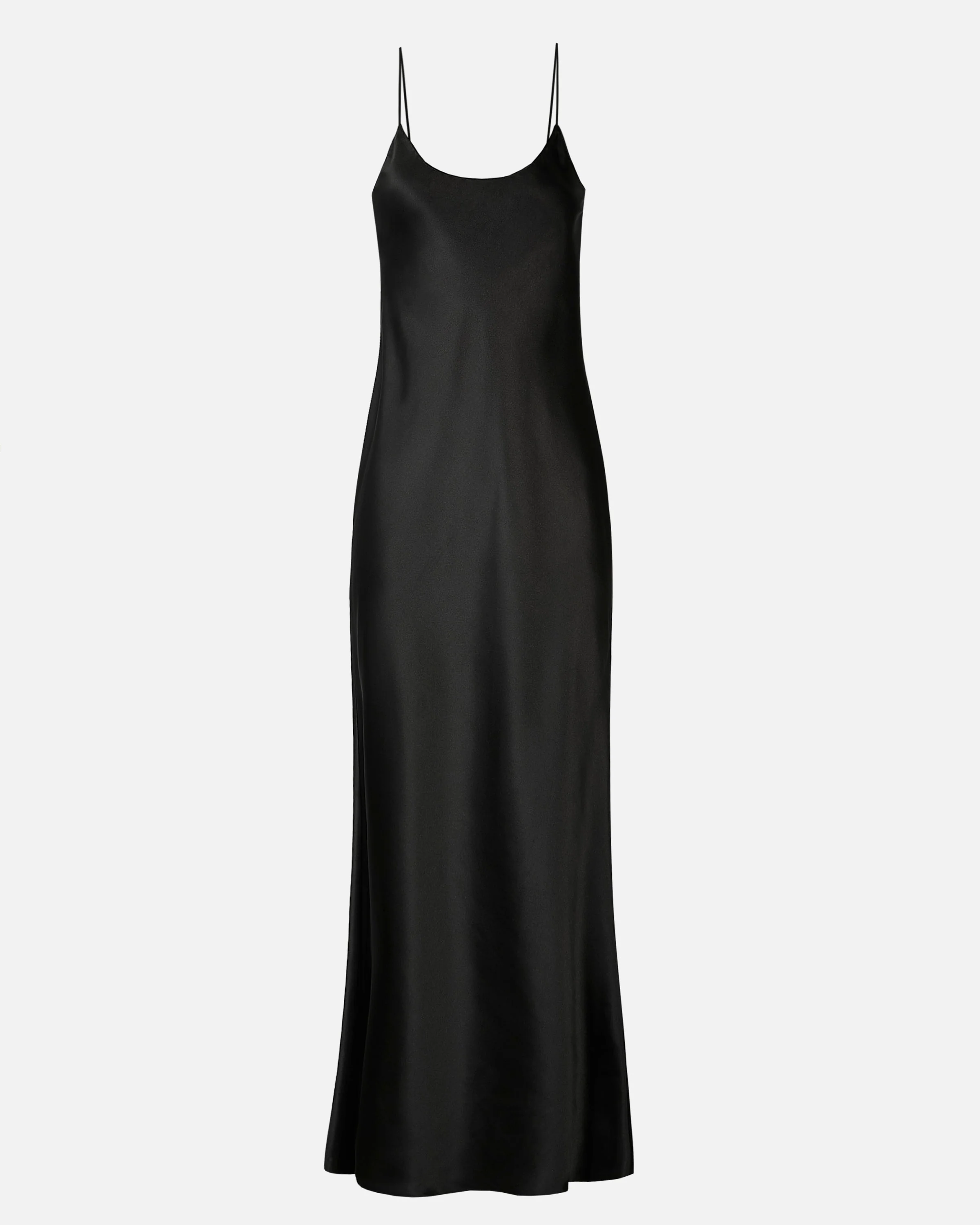Satin Scoop Neck Camisole Maxi Dress - Black - Image 10
