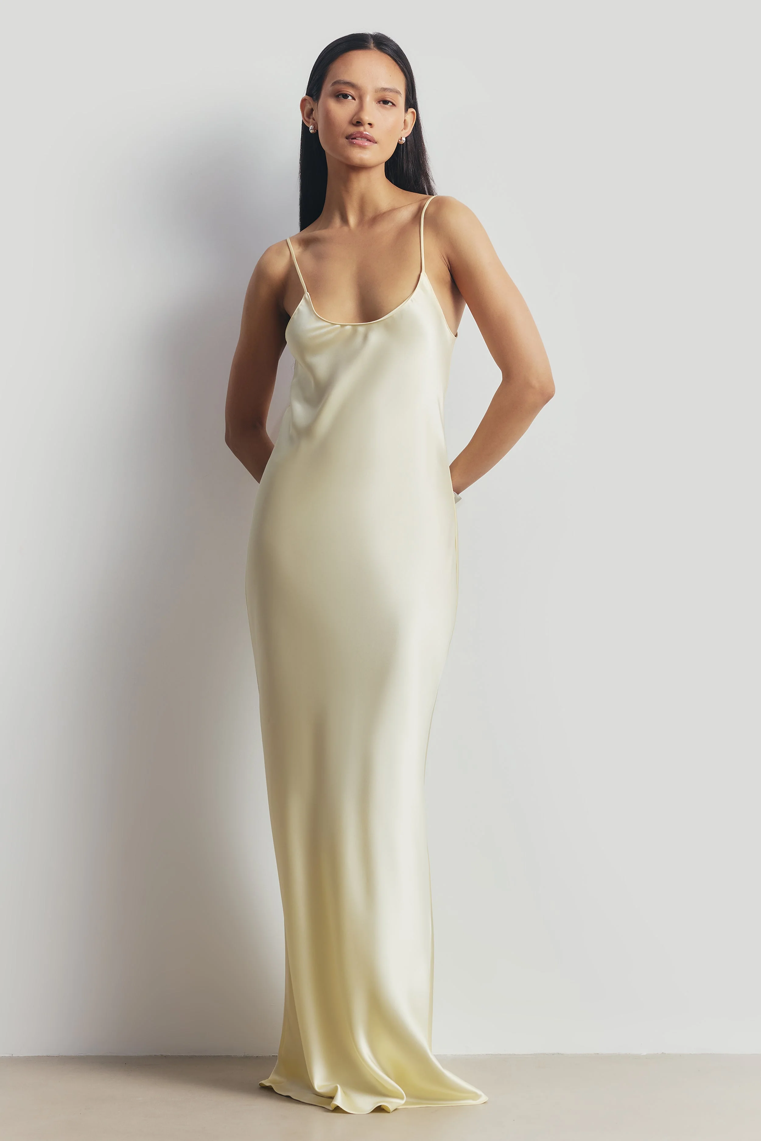 Satin Scoop Neck Camisole Maxi Dress - Buttermilk - Image 4