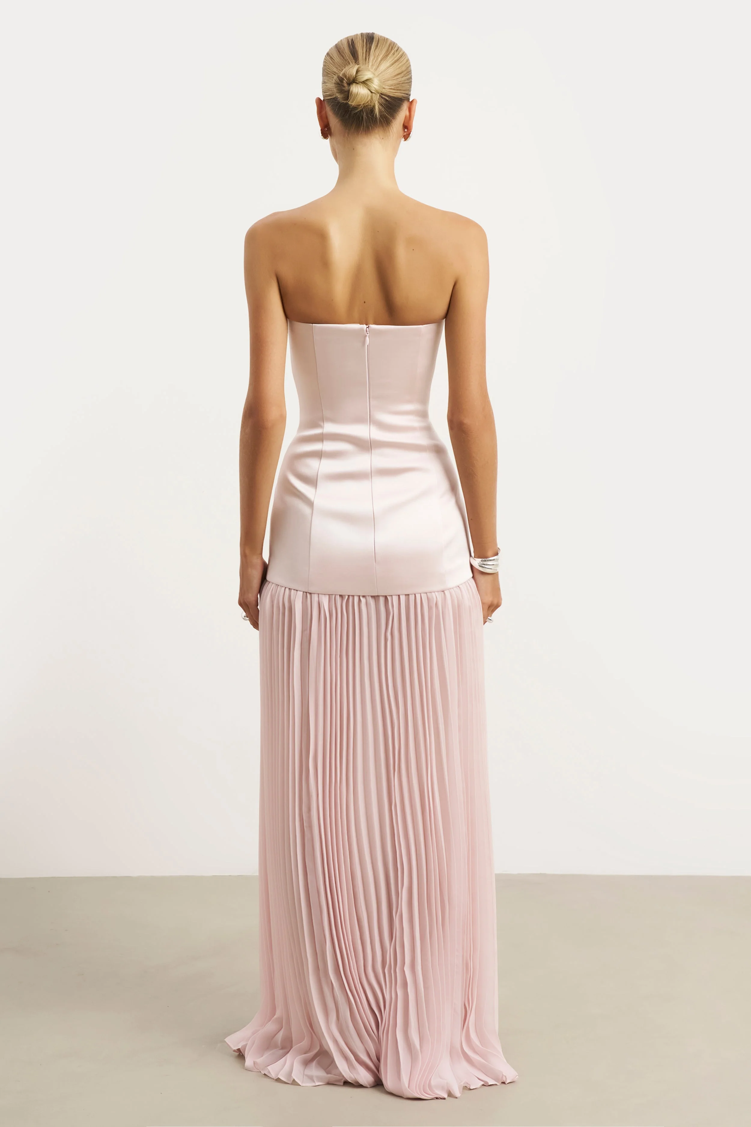 Satin Structured Bodice Gown - Blush - Image 2