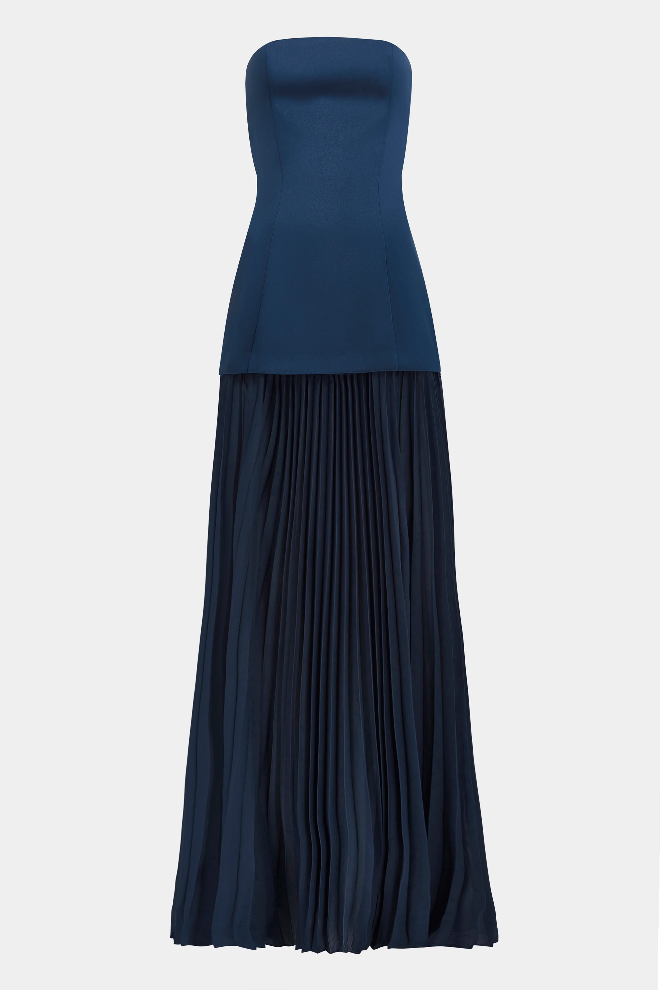 Satin Structured Bodice Gown - Navy - Image 9