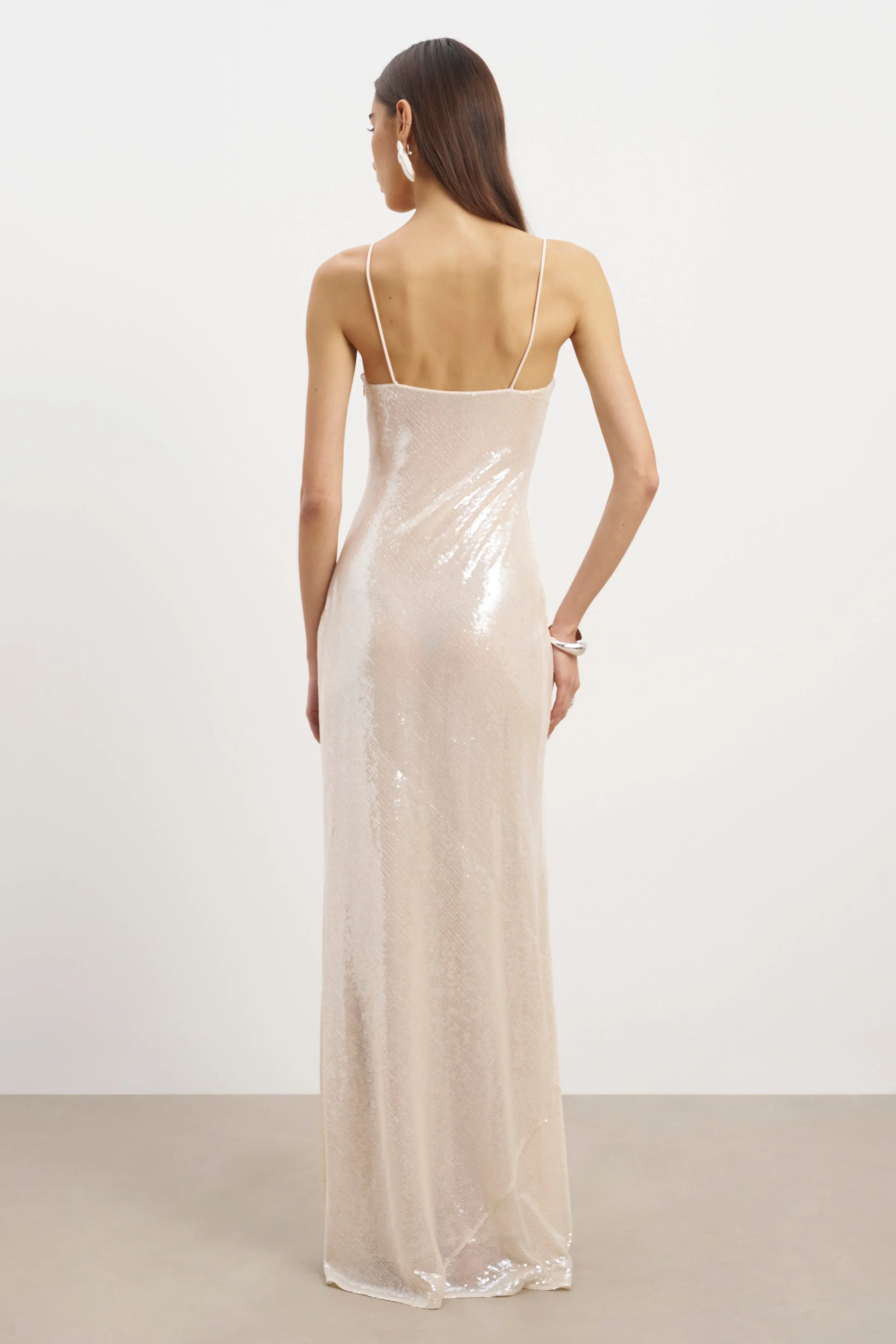 Sequin Camisole Maxi Dress - Nude - Image 8