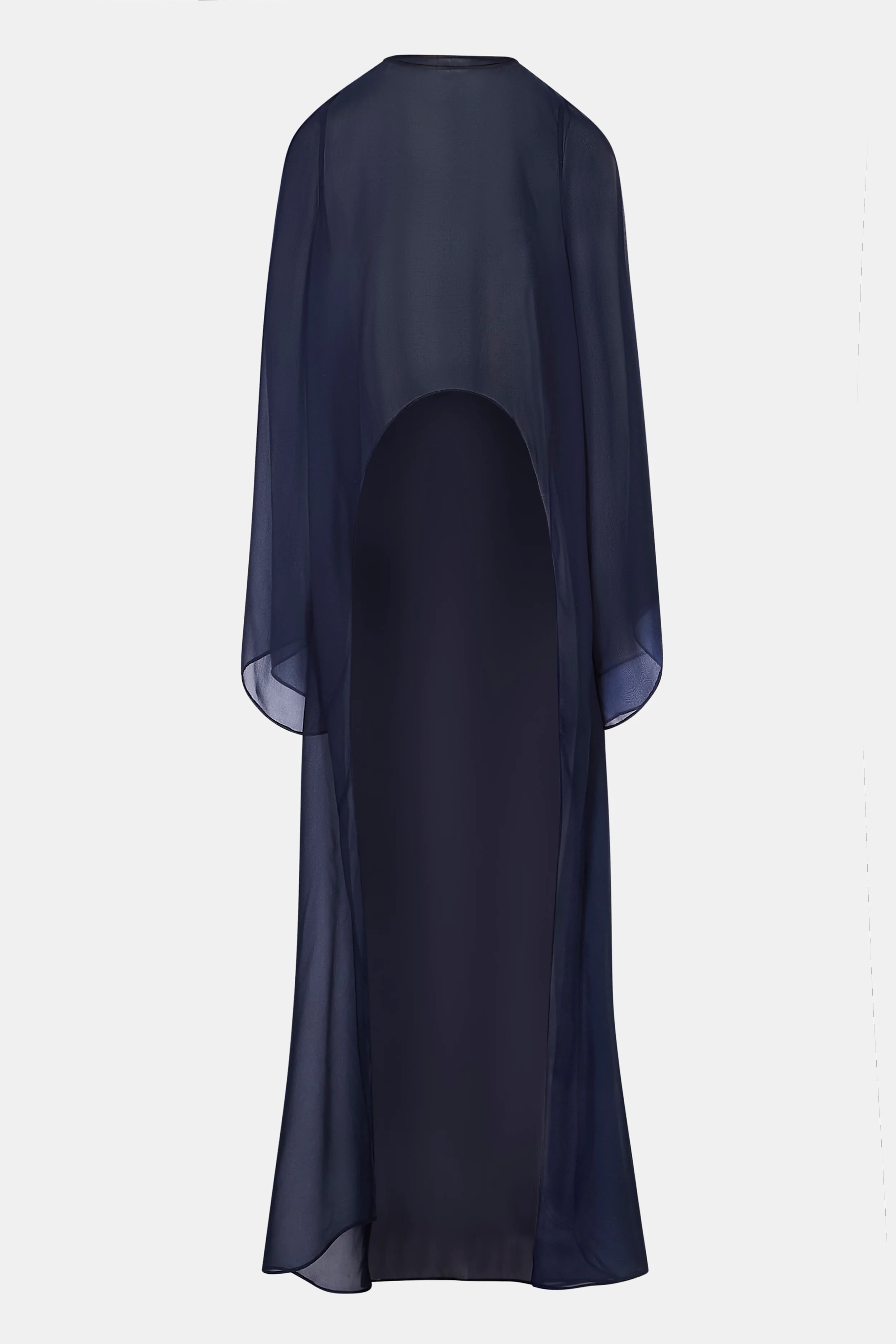 Sheer Chiffon Cape Blouse - Navy - Image 10