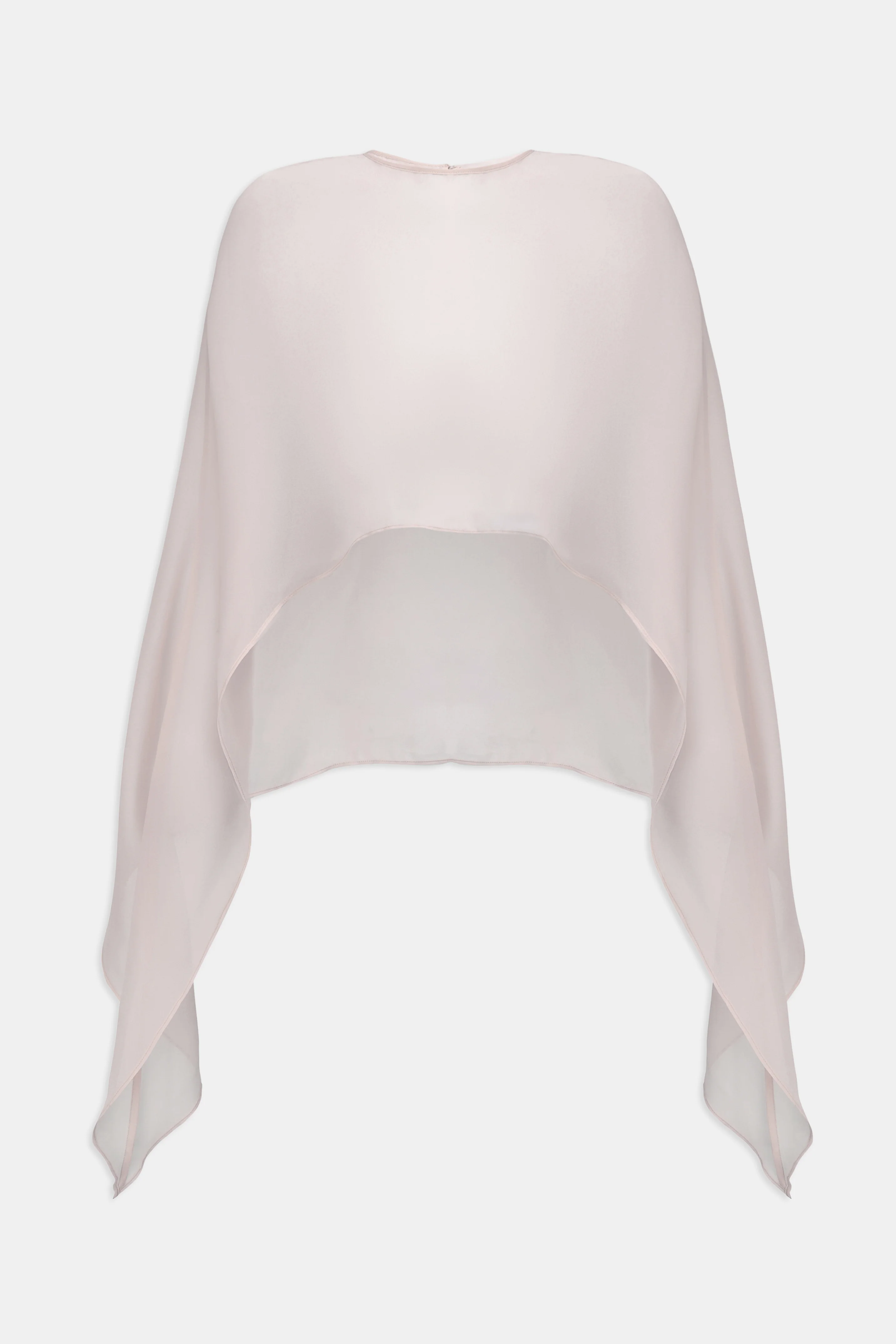 Sheer Chiffon Curved Hem Cape - Blush - Image 10