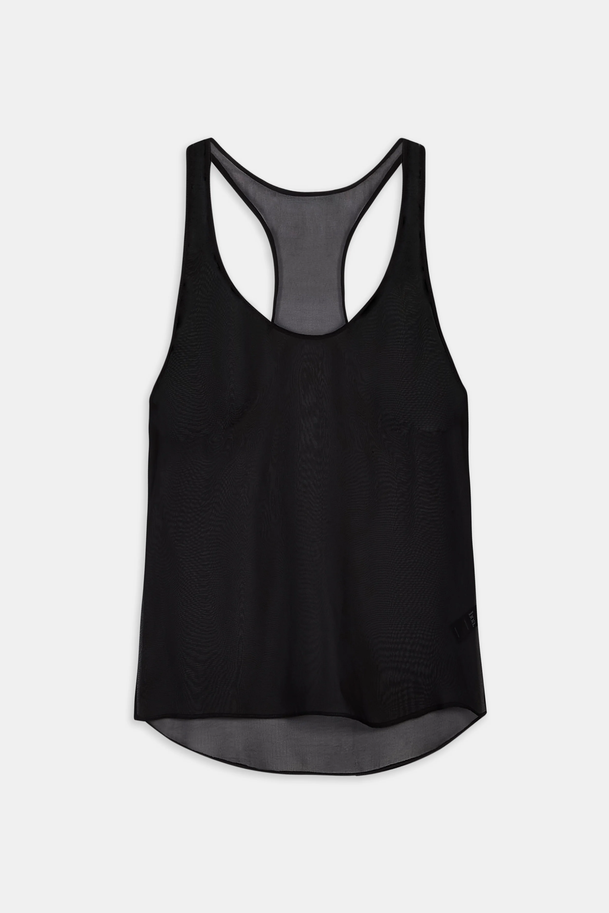 Sheer Plunge U Neck Tank Top - Black - Image 9