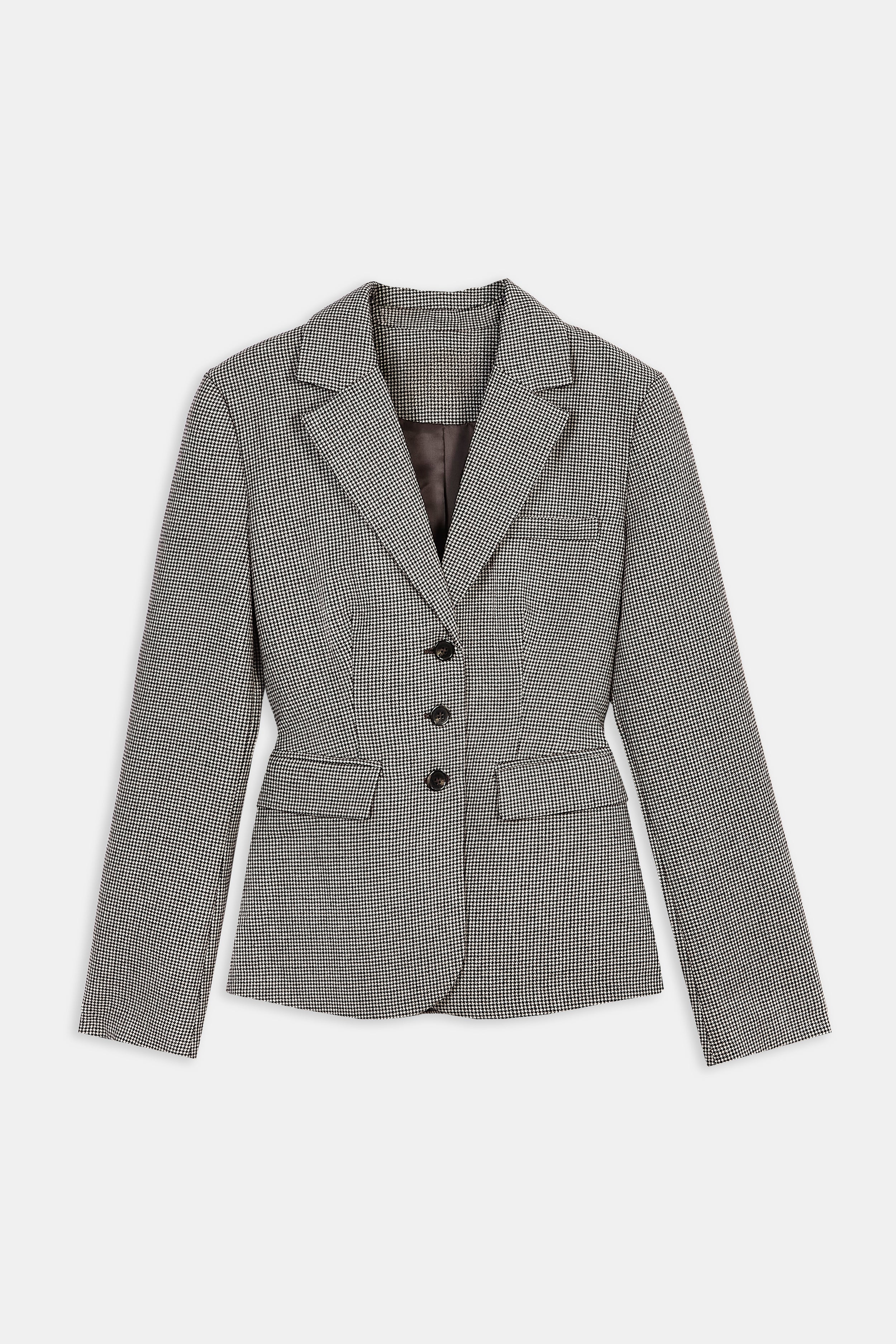 Single Breasted Cinched Waist Blazer - Houndstooth - Image 11