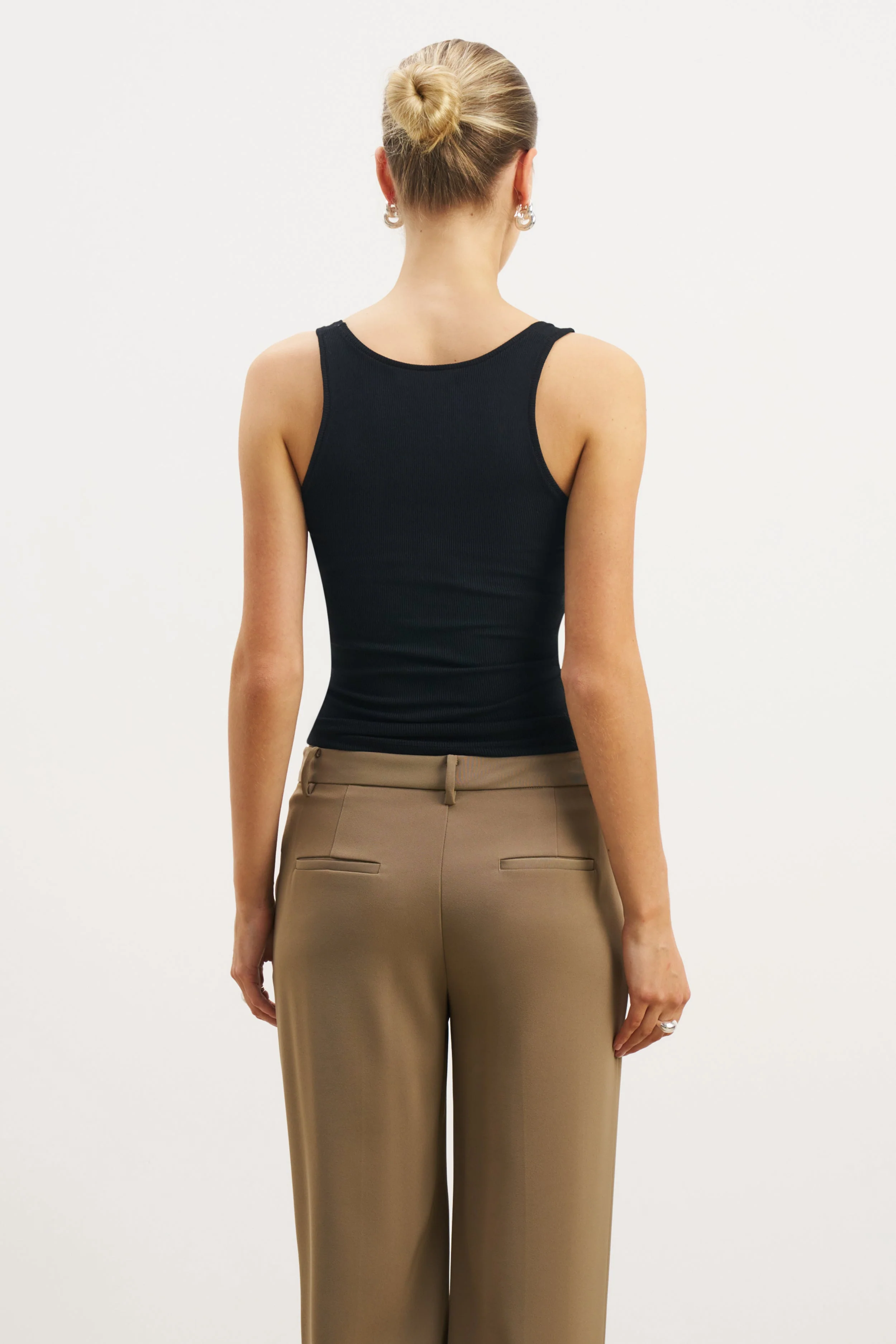 Soft Ribbed Tank Top - Black - Image 5