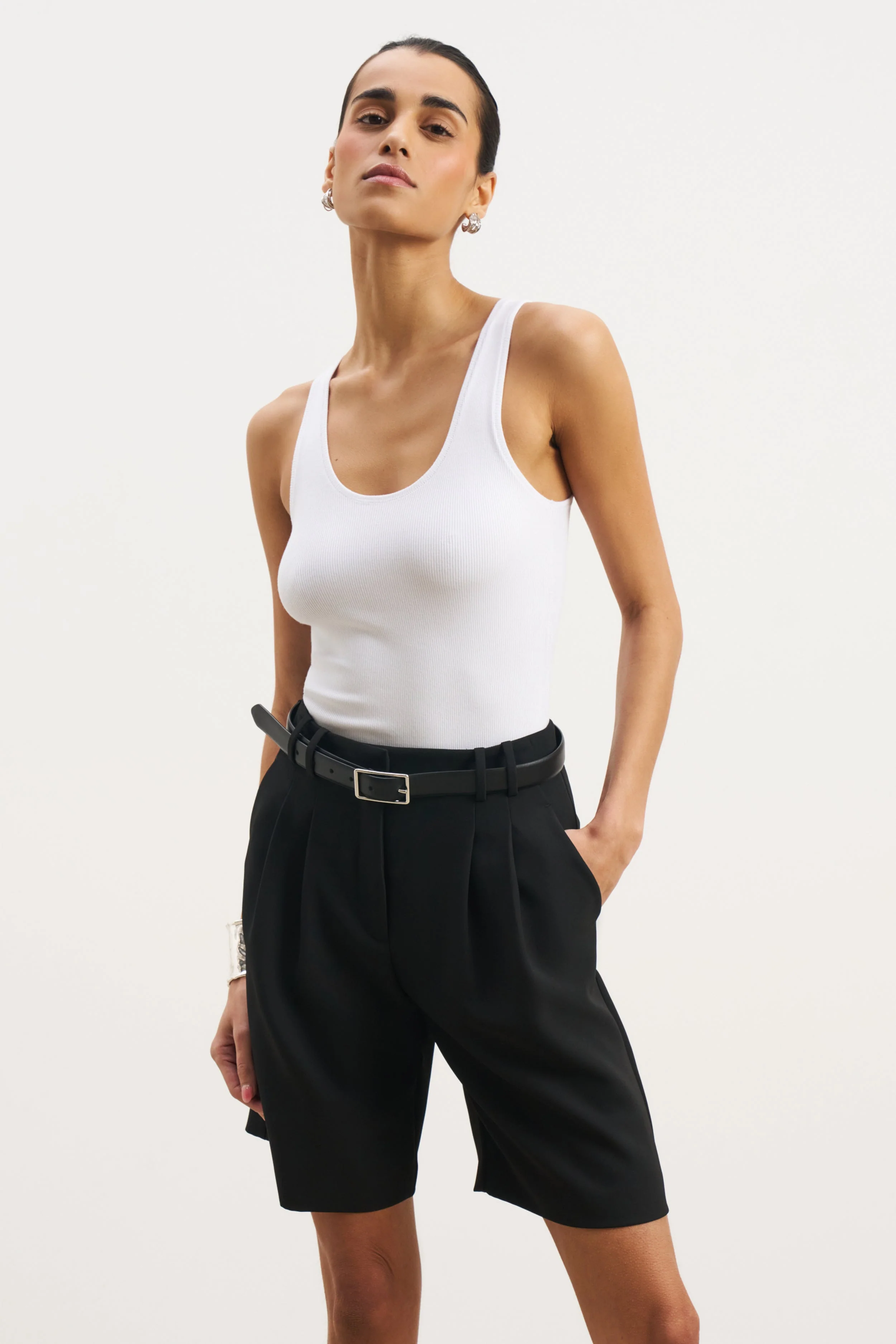 Soft Ribbed Tank Top - White