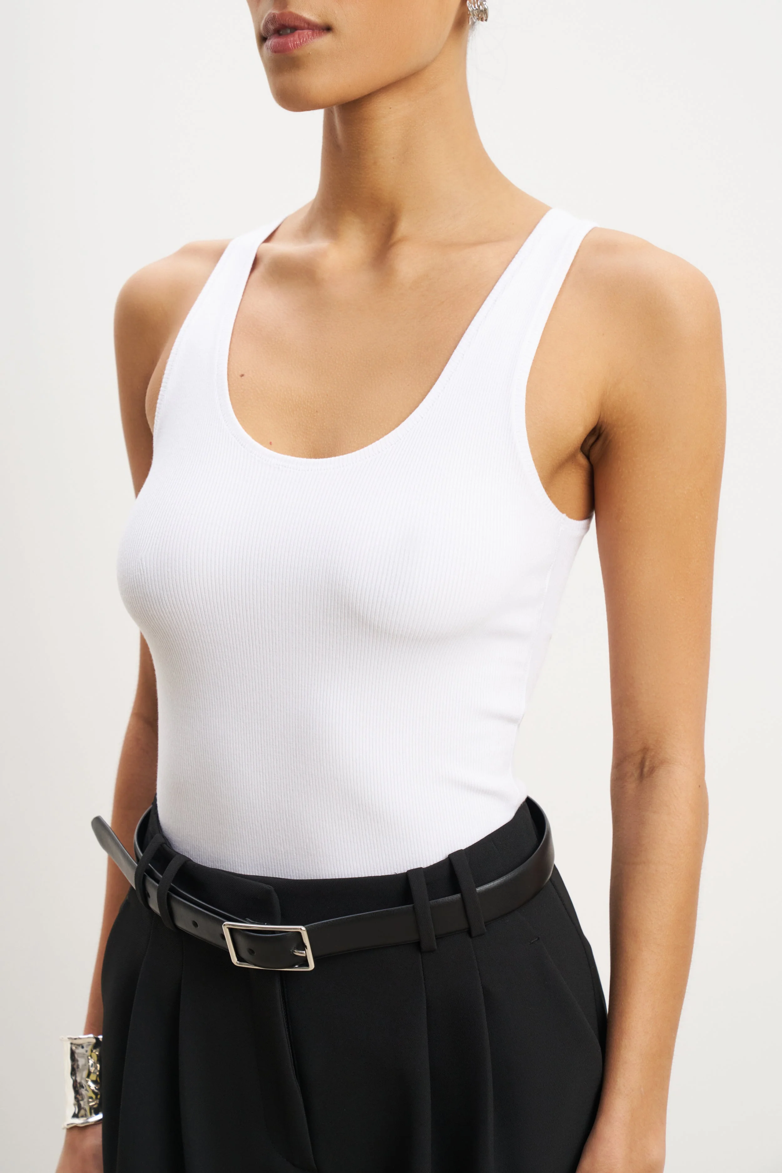 Soft Ribbed Tank Top - White - Image 2