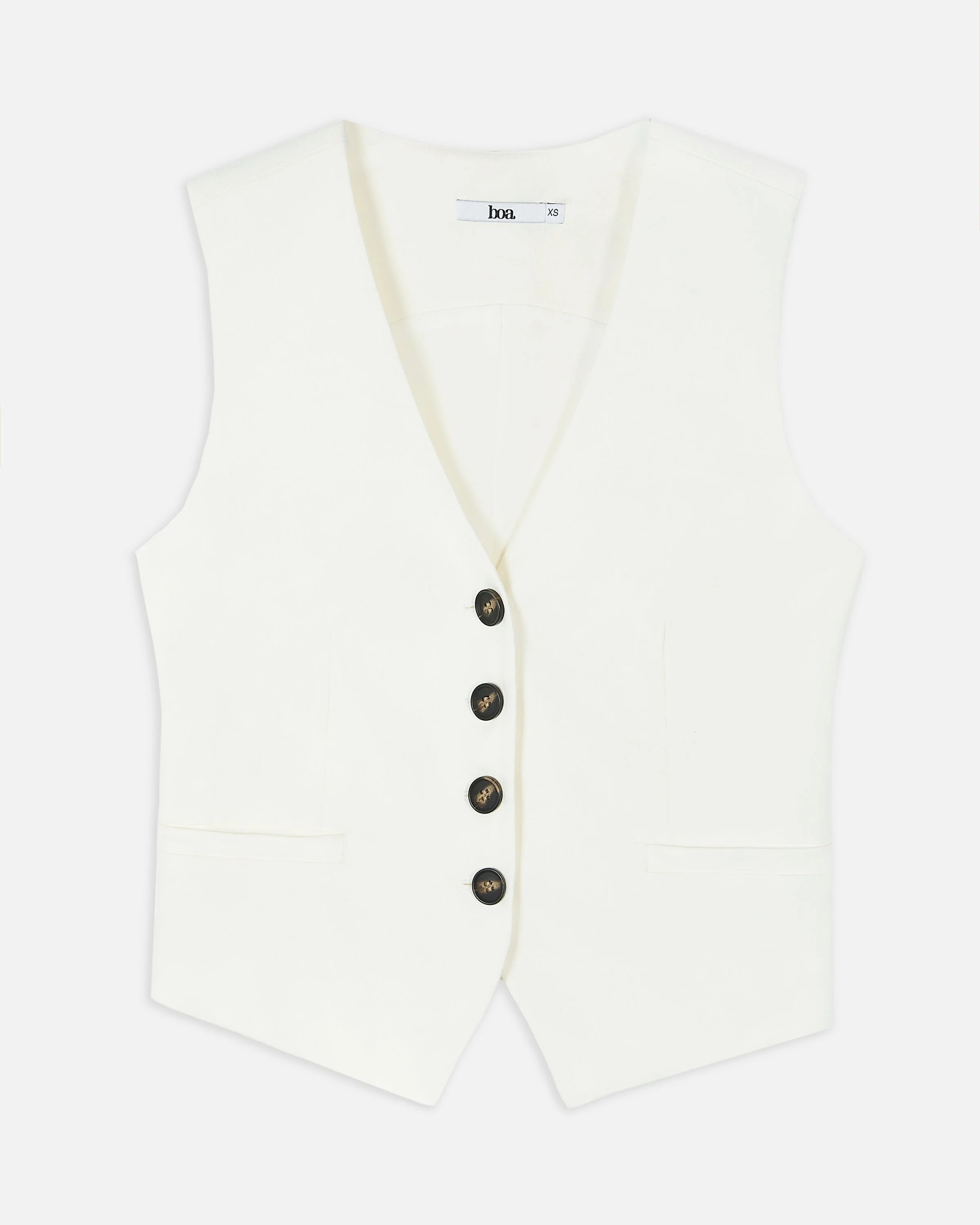 Straight Cut Linen Waistcoat - White - Image 5