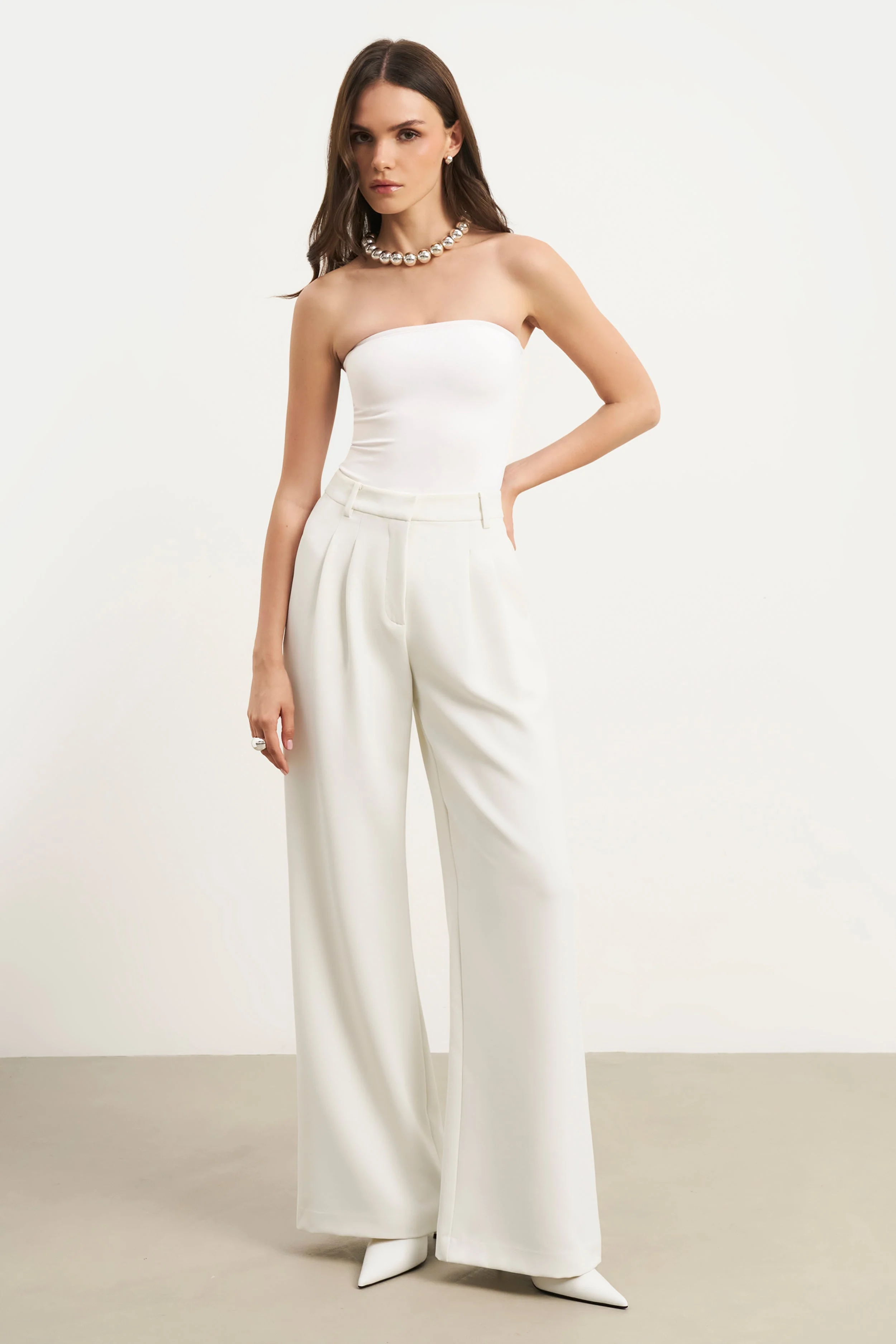 Strapless Bandeau Bodysuit - White - Image 5