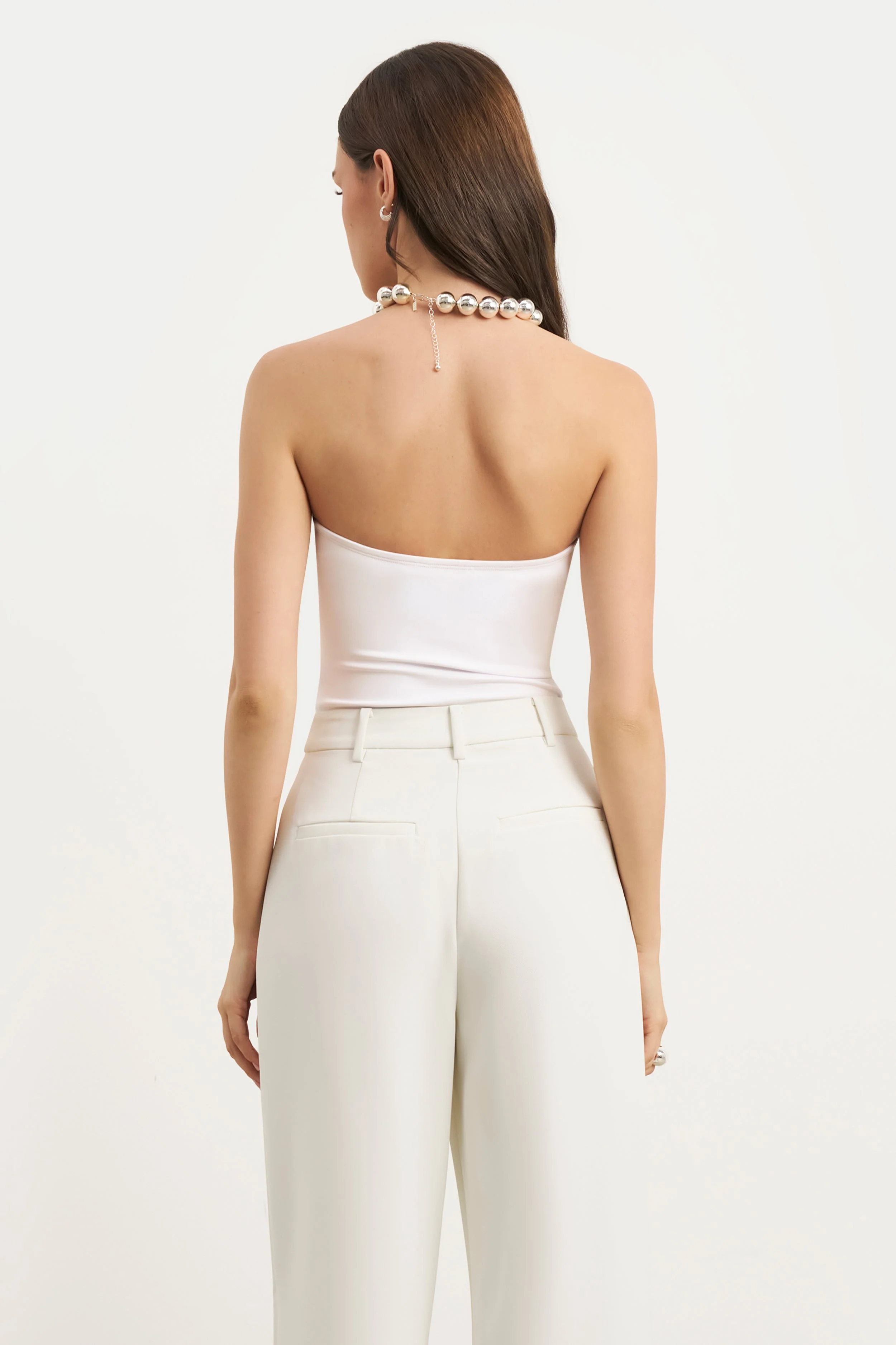 Strapless Bandeau Bodysuit - White - Image 6