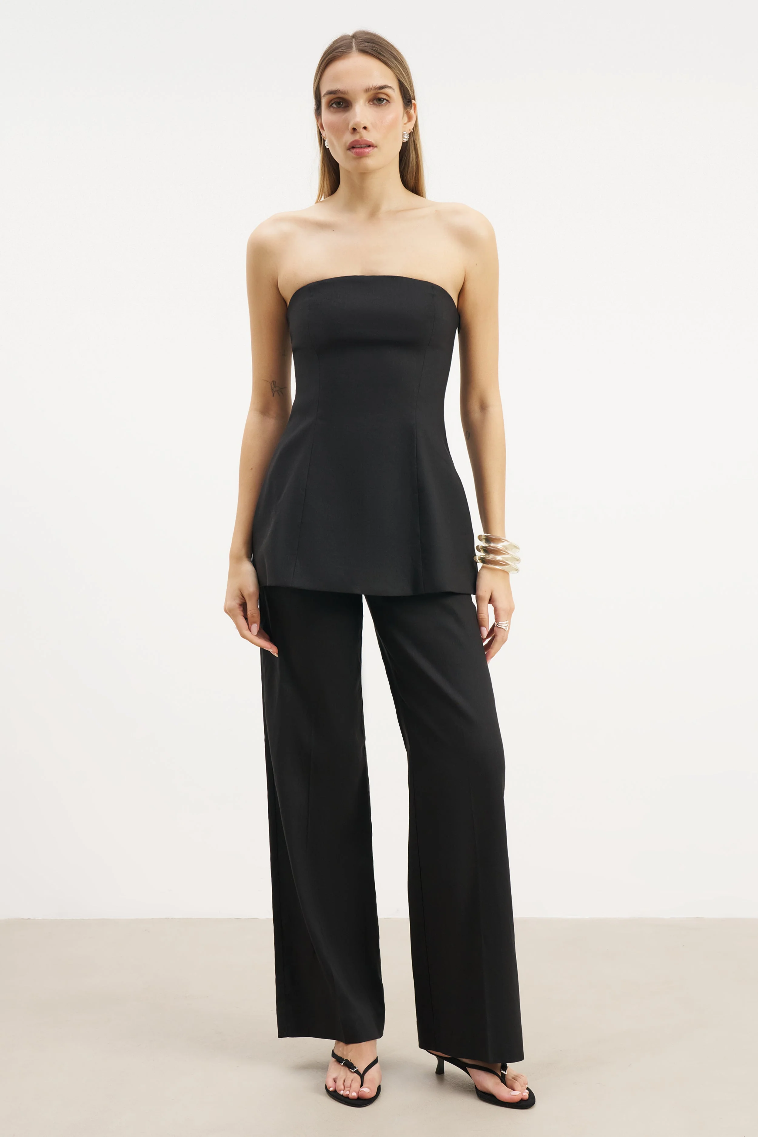 Strapless Linen A Line Bodice - Black - Image 3