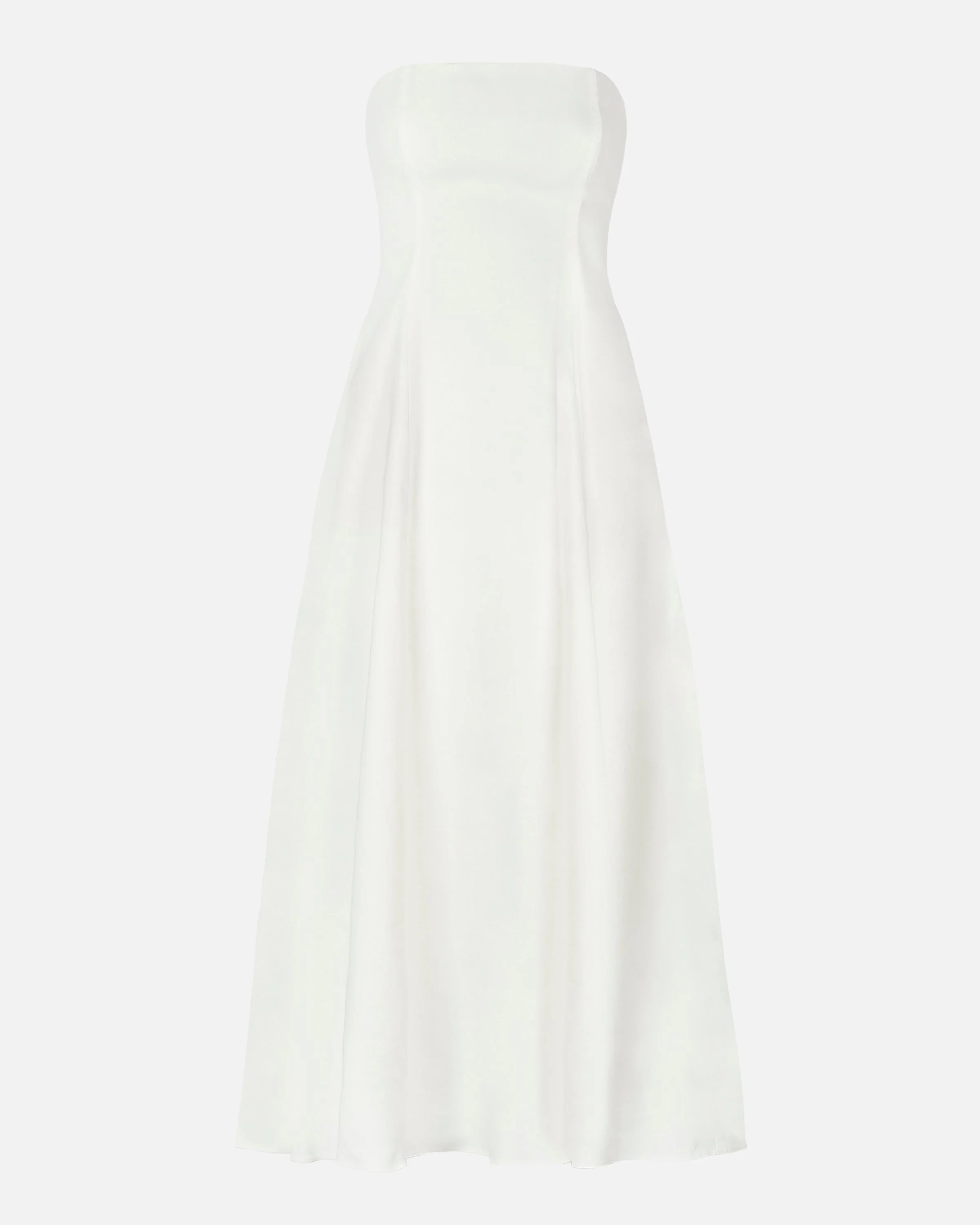 Strapless Linen A Line Maxi Dress - White - Image 11