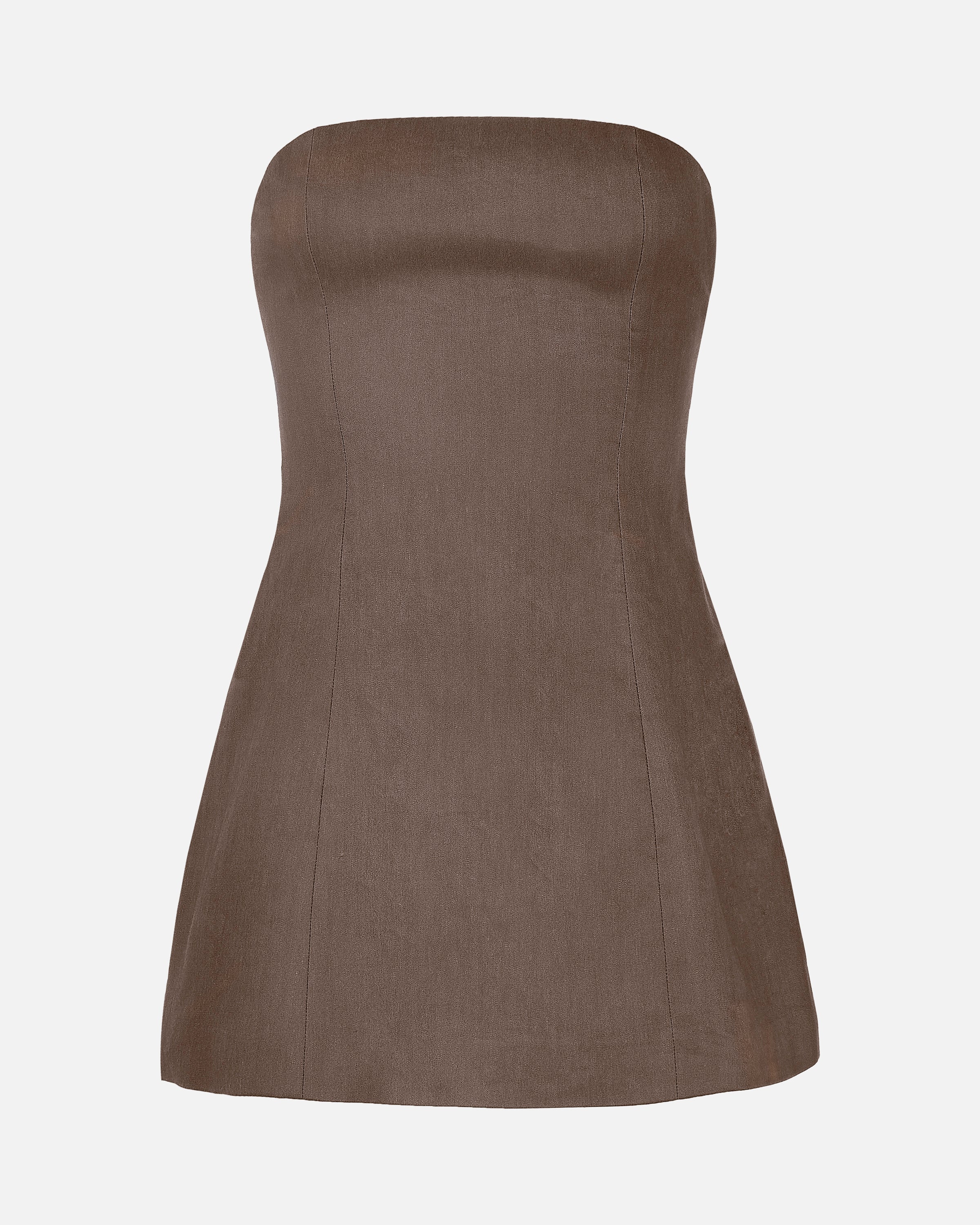 Strapless Linen A Line Mini Dress - Truffle - Image 6
