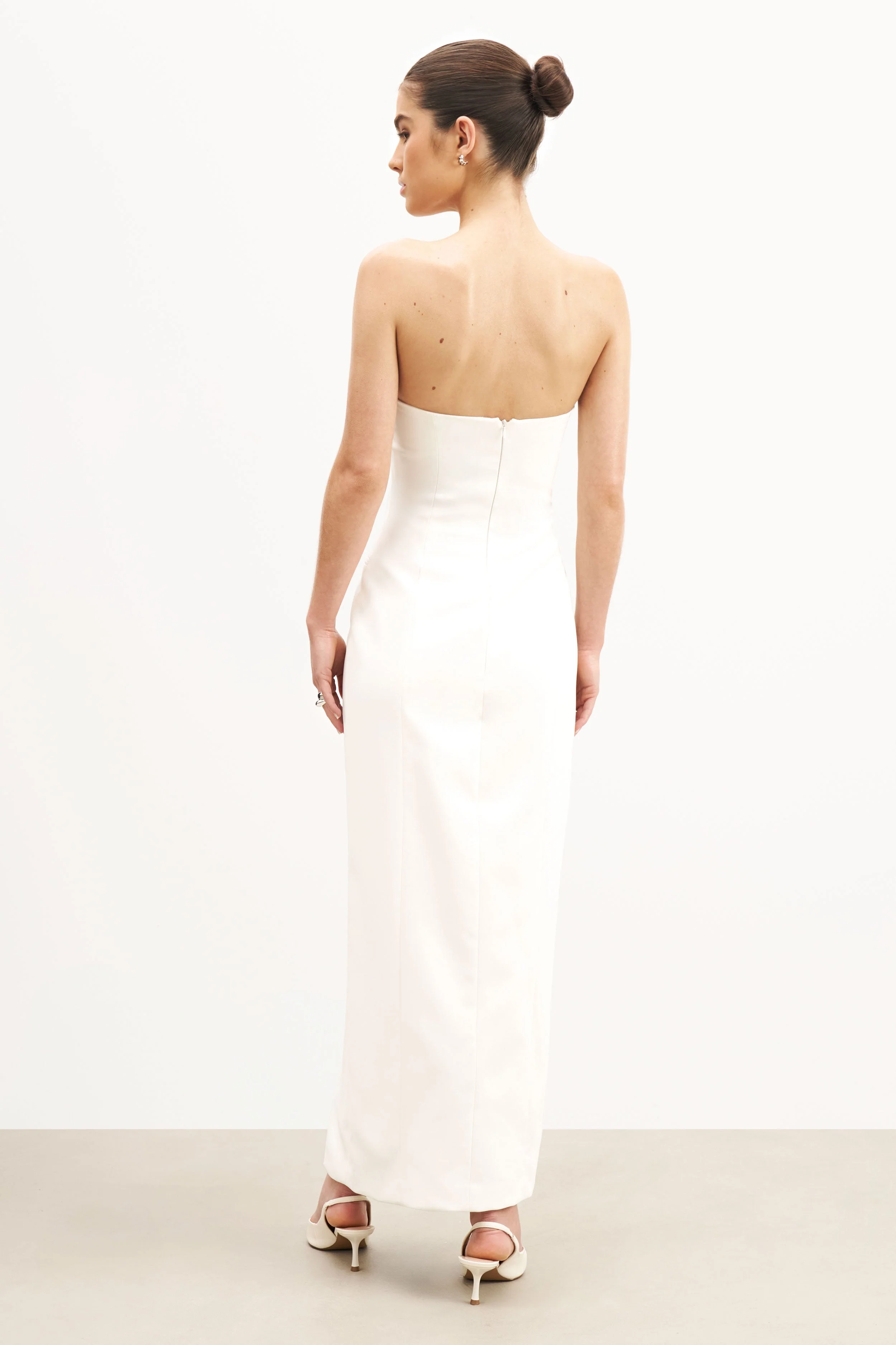 Strapless Peplum Maxi Dress - White - Image 7