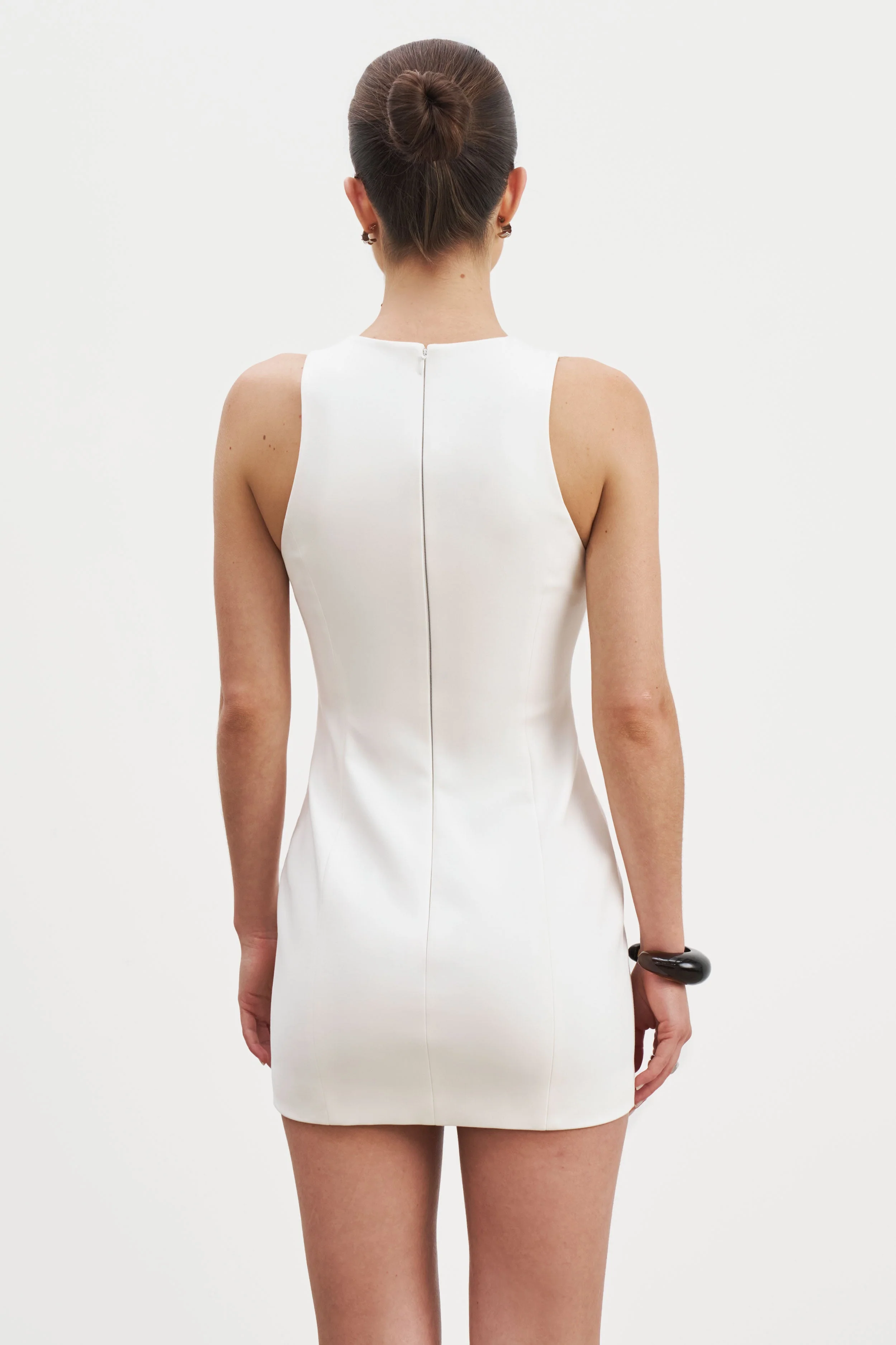 Tailored Button Down Mini Dress - White - Image 10
