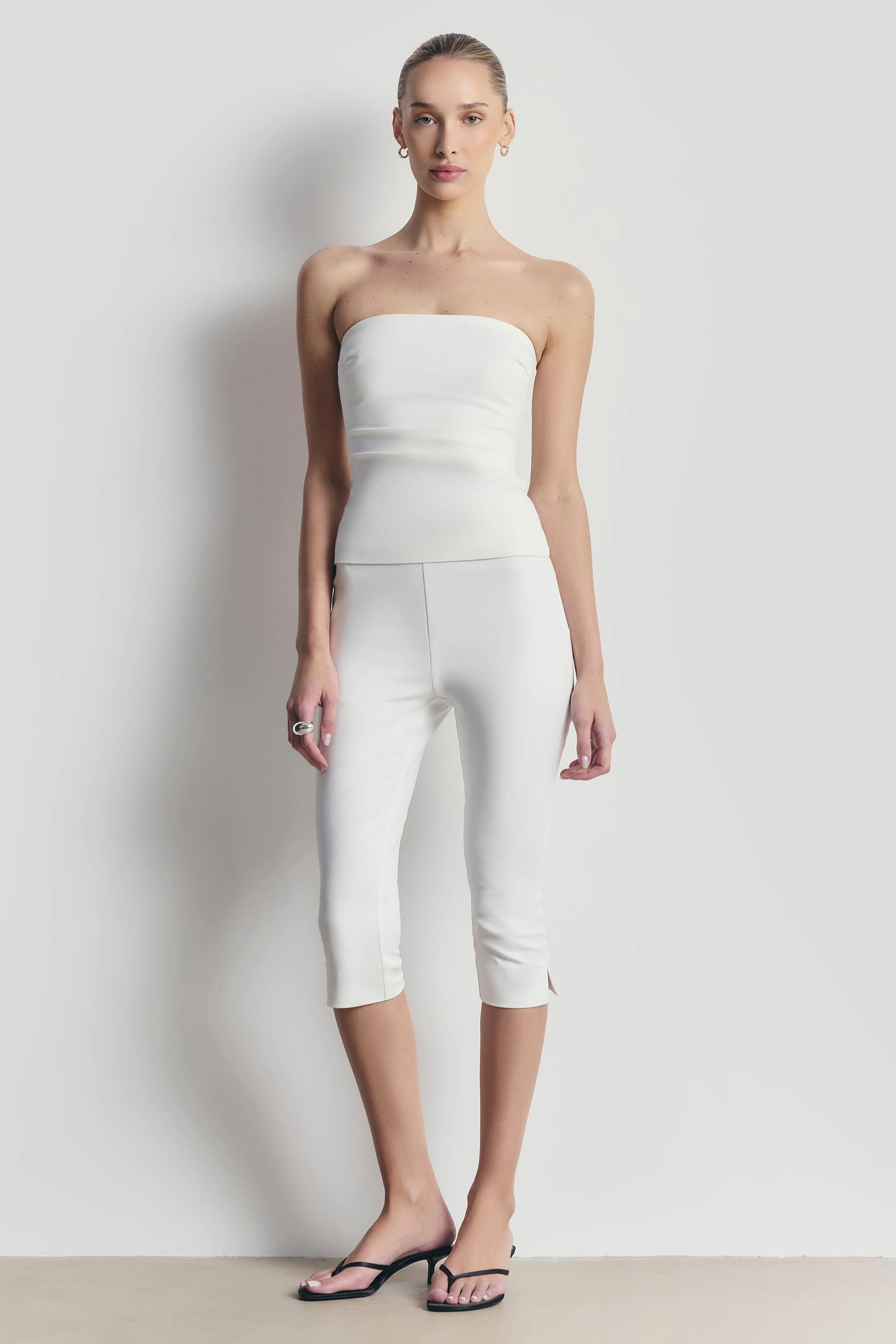 Tailored Capri Leggings - White