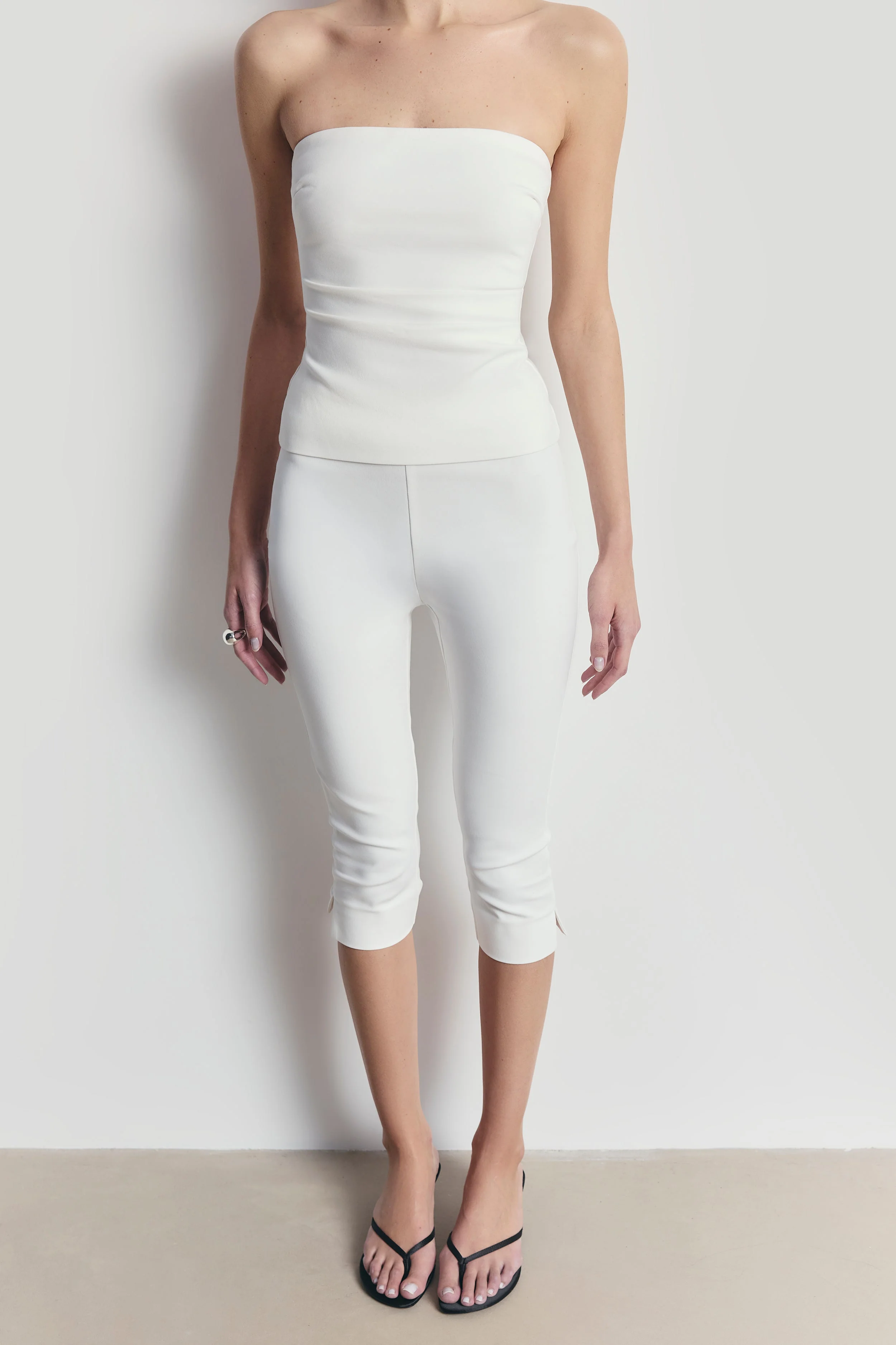 Tailored Capri Leggings - White - Image 2
