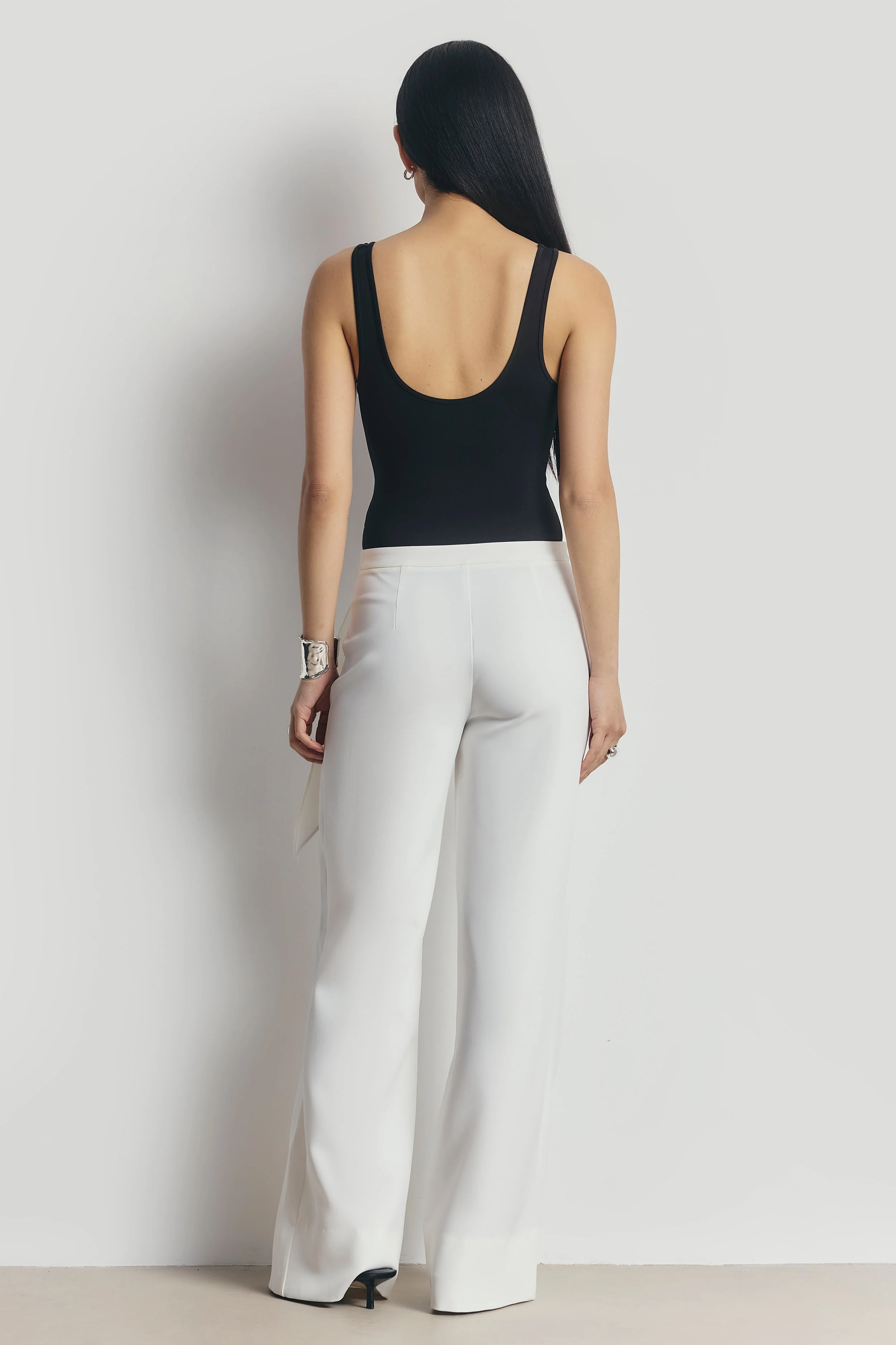Tailored Draped Belt Trousers - White - Image 5