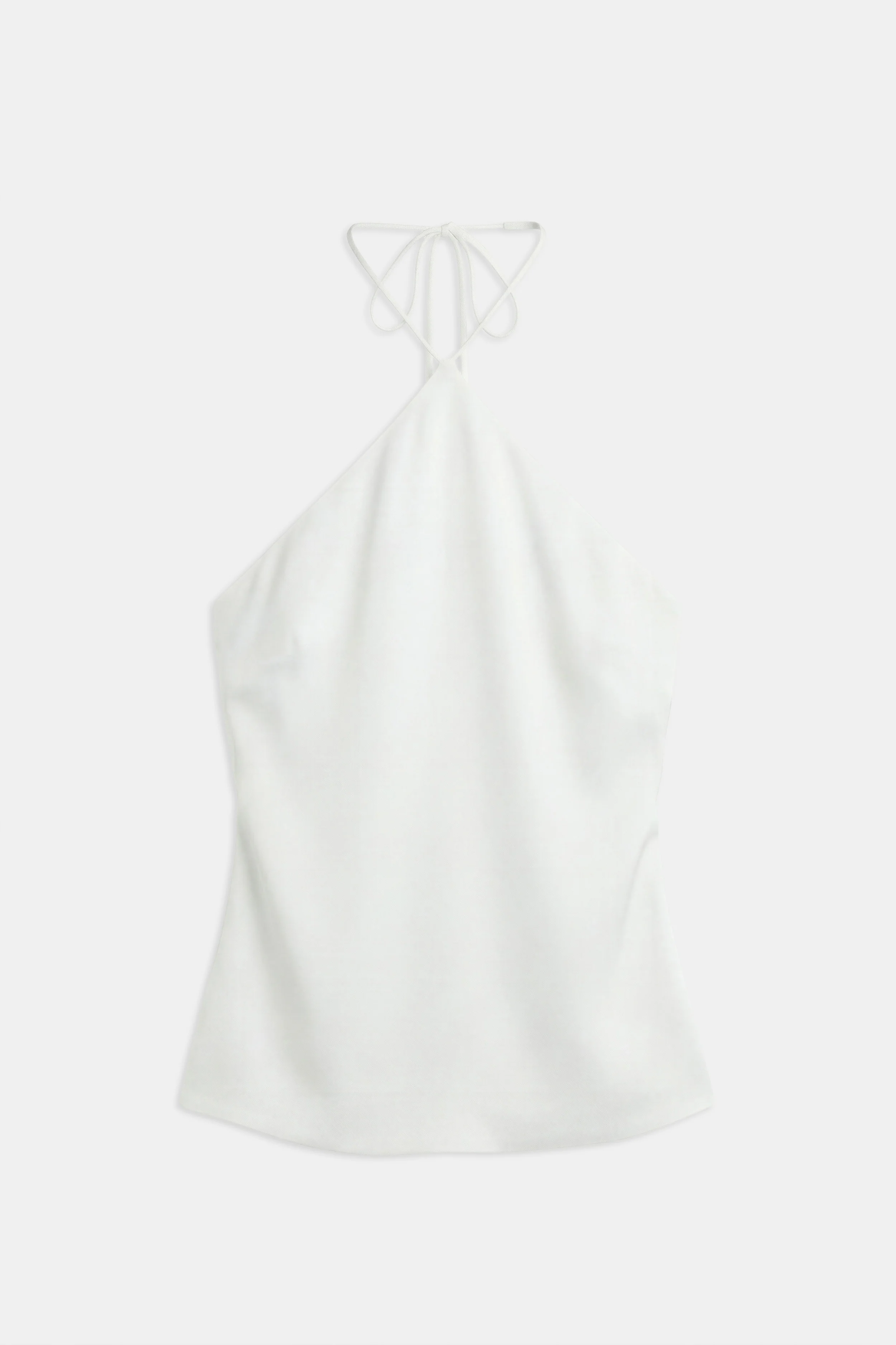 Tailored Satin Halterneck Top - White - Image 8