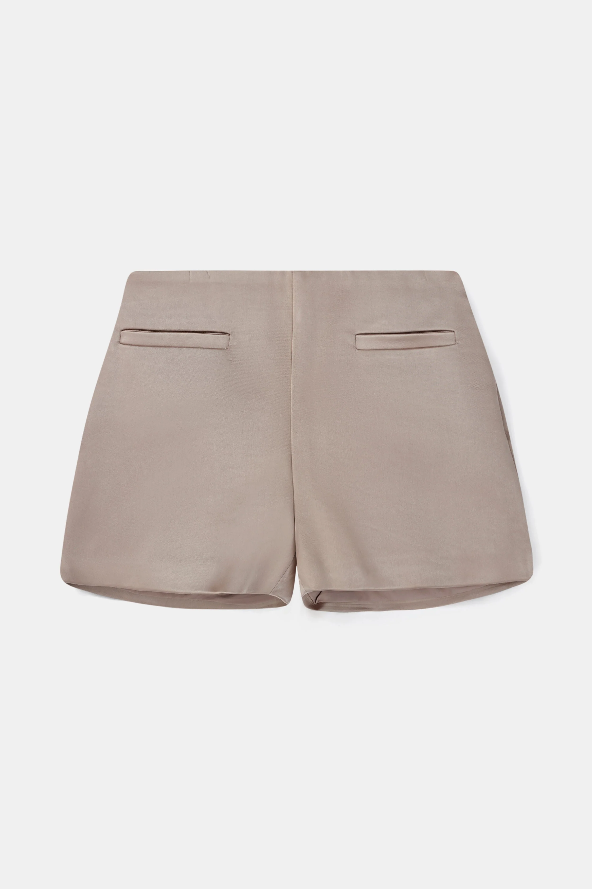 Tailored Satin Micro Shorts - Mink - Image 7