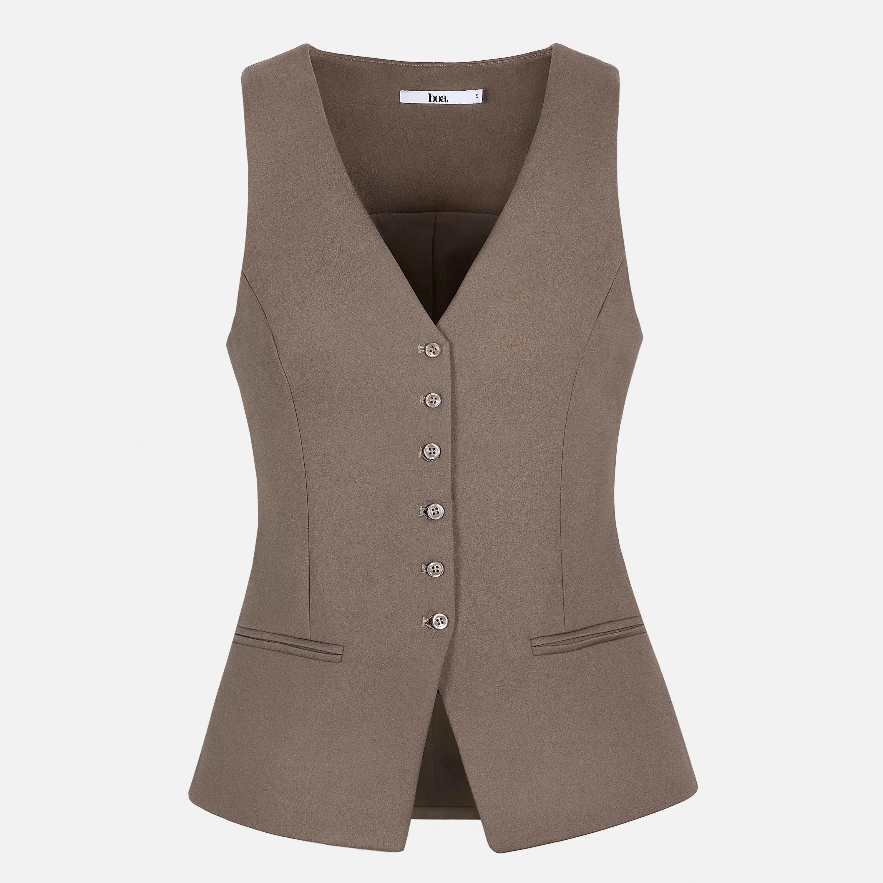 Tailored V-Neck Hourglass Waistcoat - Latte - Image 6