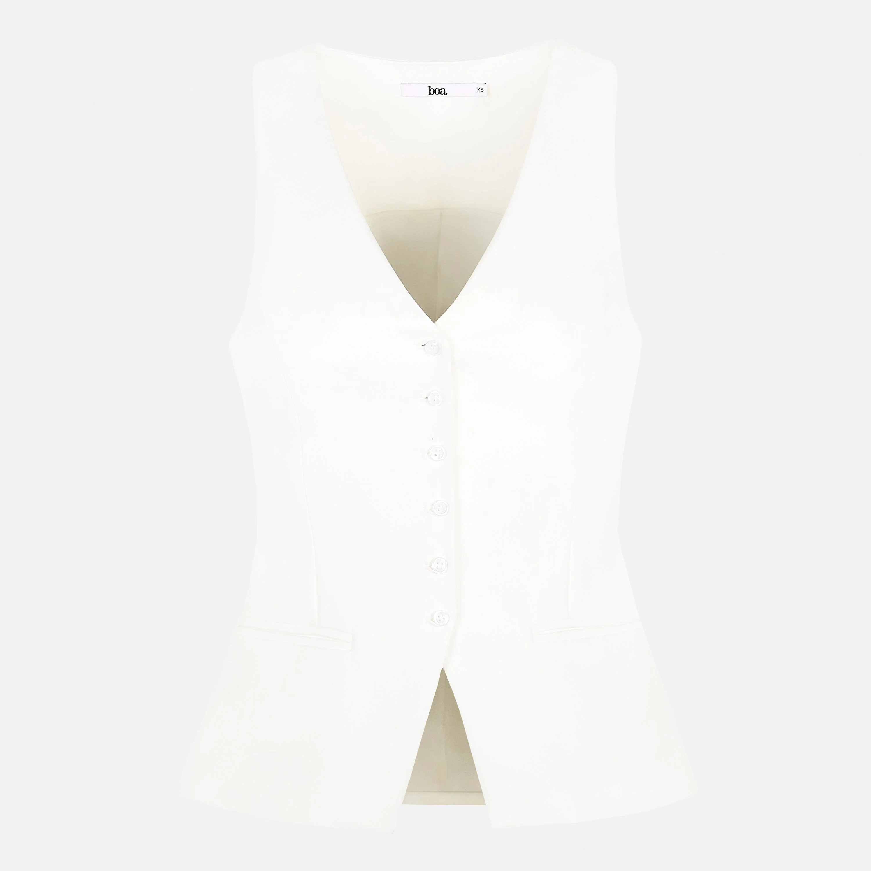 Tailored V-Neck Hourglass Waistcoat - White - Image 7